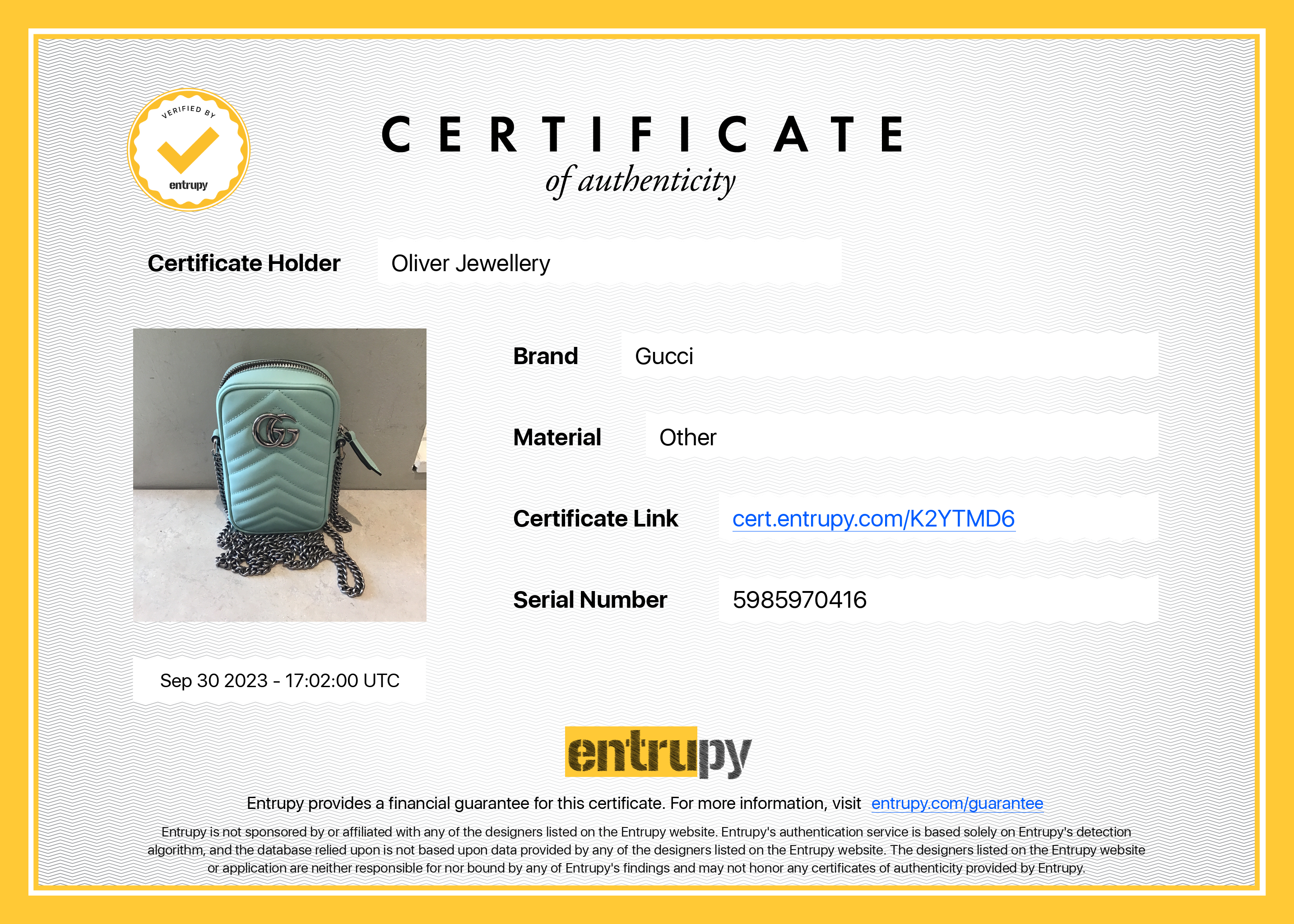 Gucci Water Green Leather GG Marmont Mini Bag