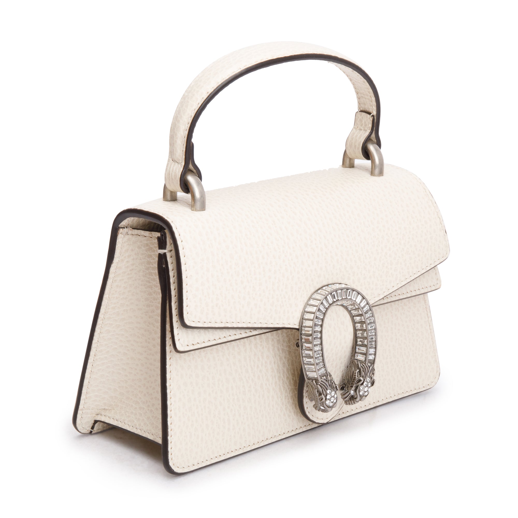 Gucci White Calfskin Leather Dionysus Mini Top Handle Bag w/ Box