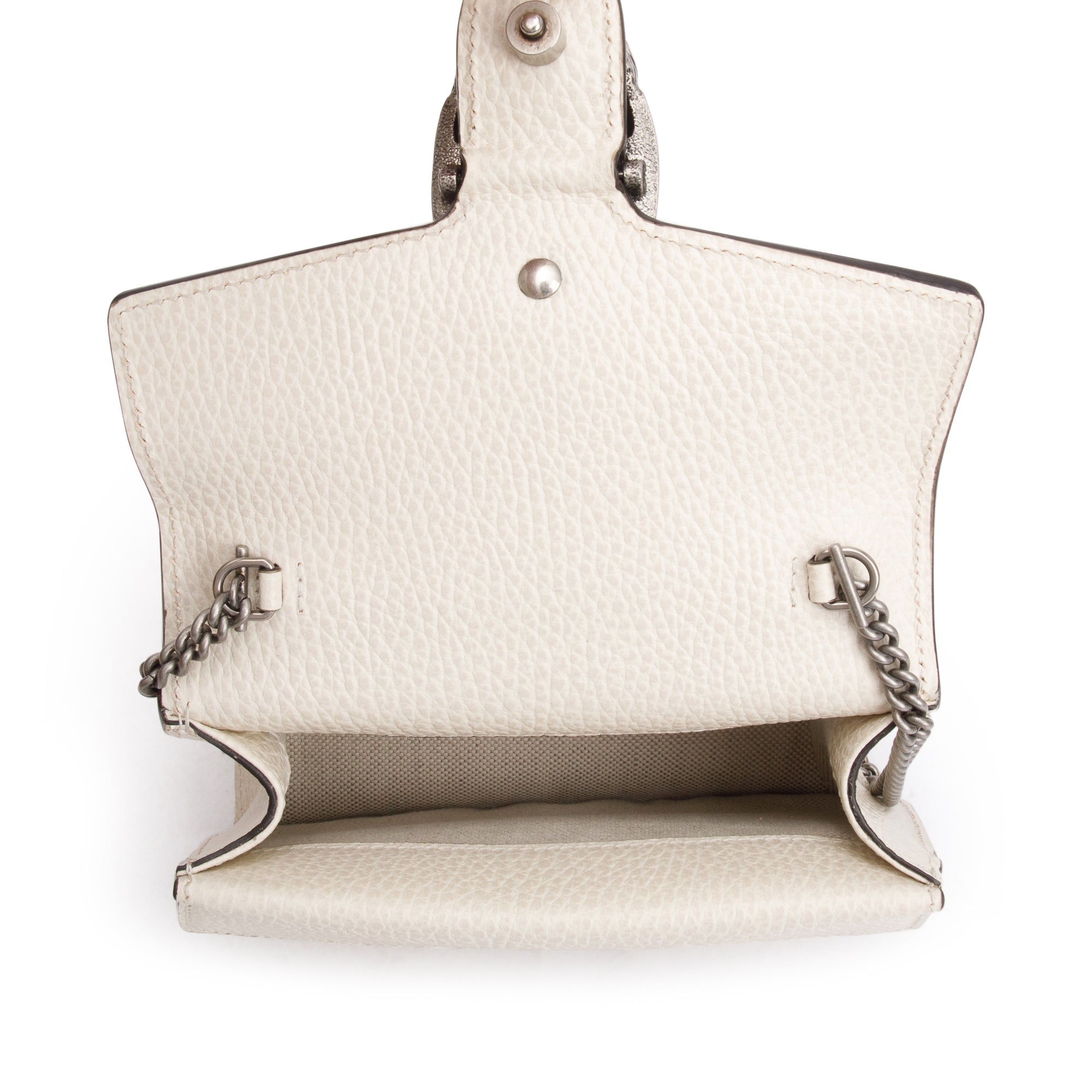 Gucci White Calfskin Leather Dionysus Mini Top Handle Bag w/ Box