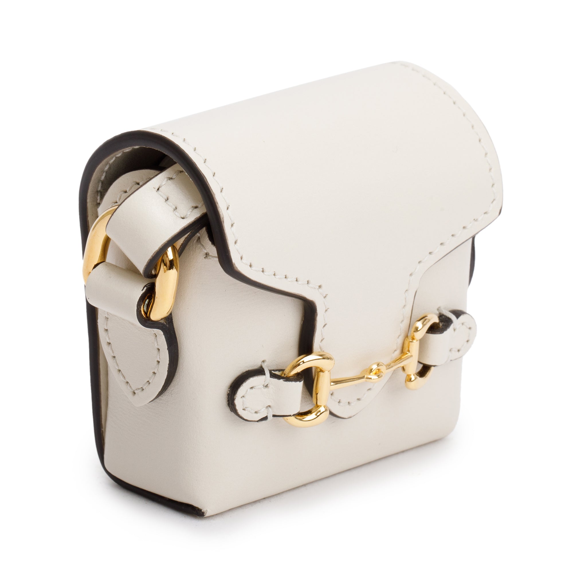 Gucci White Calfskin Leather Horsebit 1955 Airpod Case Crossbody Bag