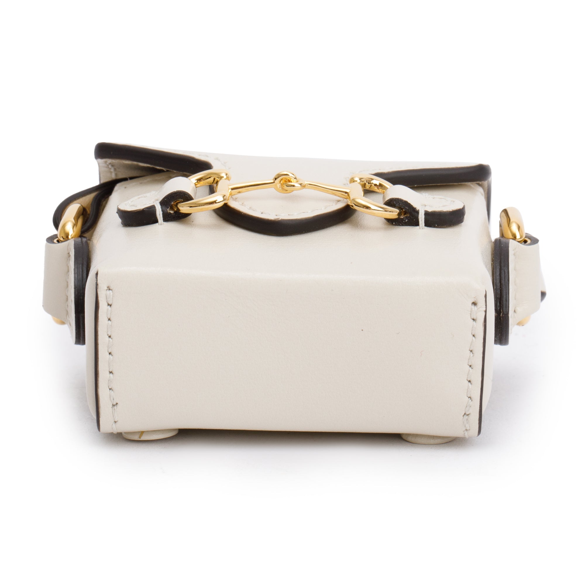 Gucci White Calfskin Leather Horsebit 1955 Airpod Case Crossbody Bag