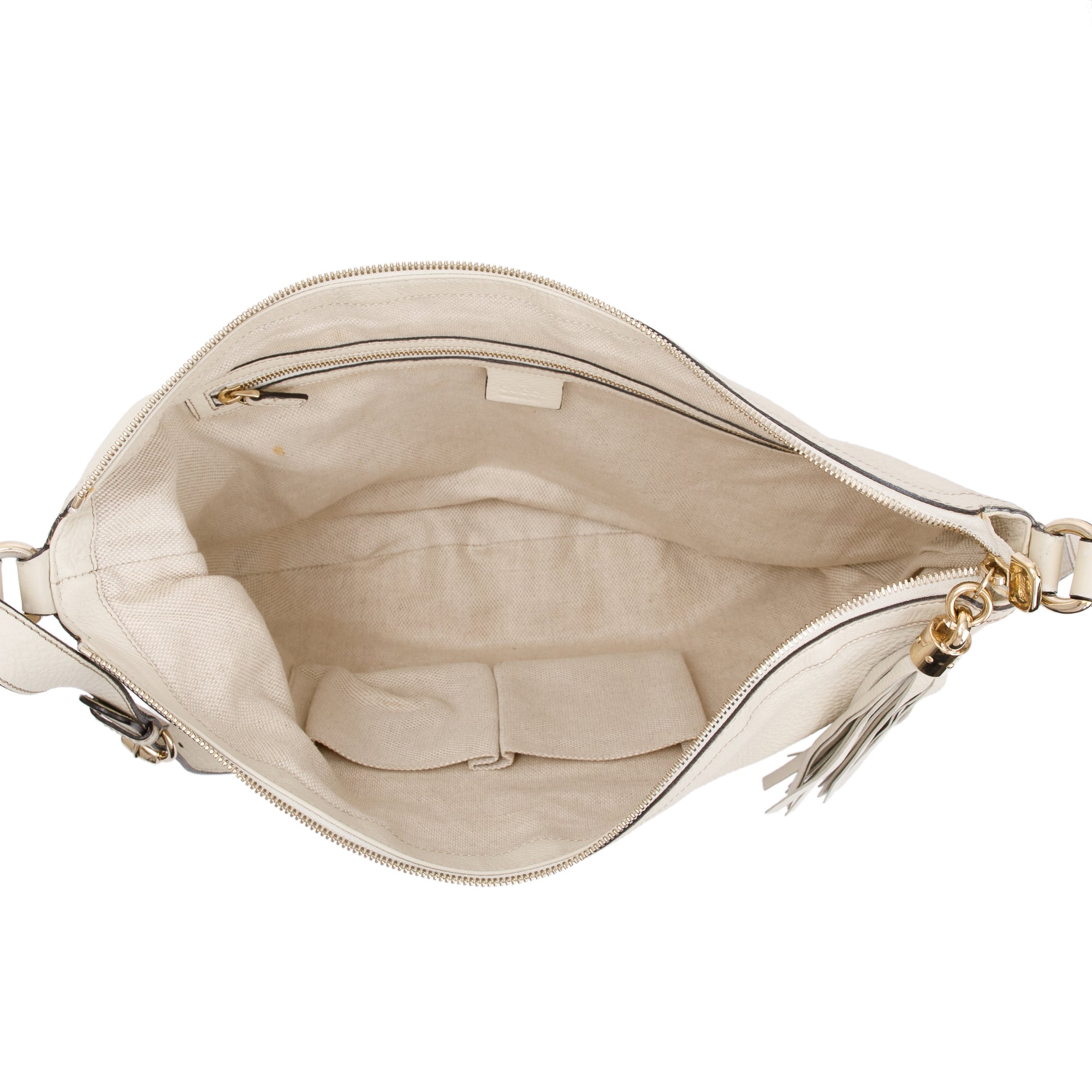 Gucci White Calfskin Leather Medium Soho Hobo Bag