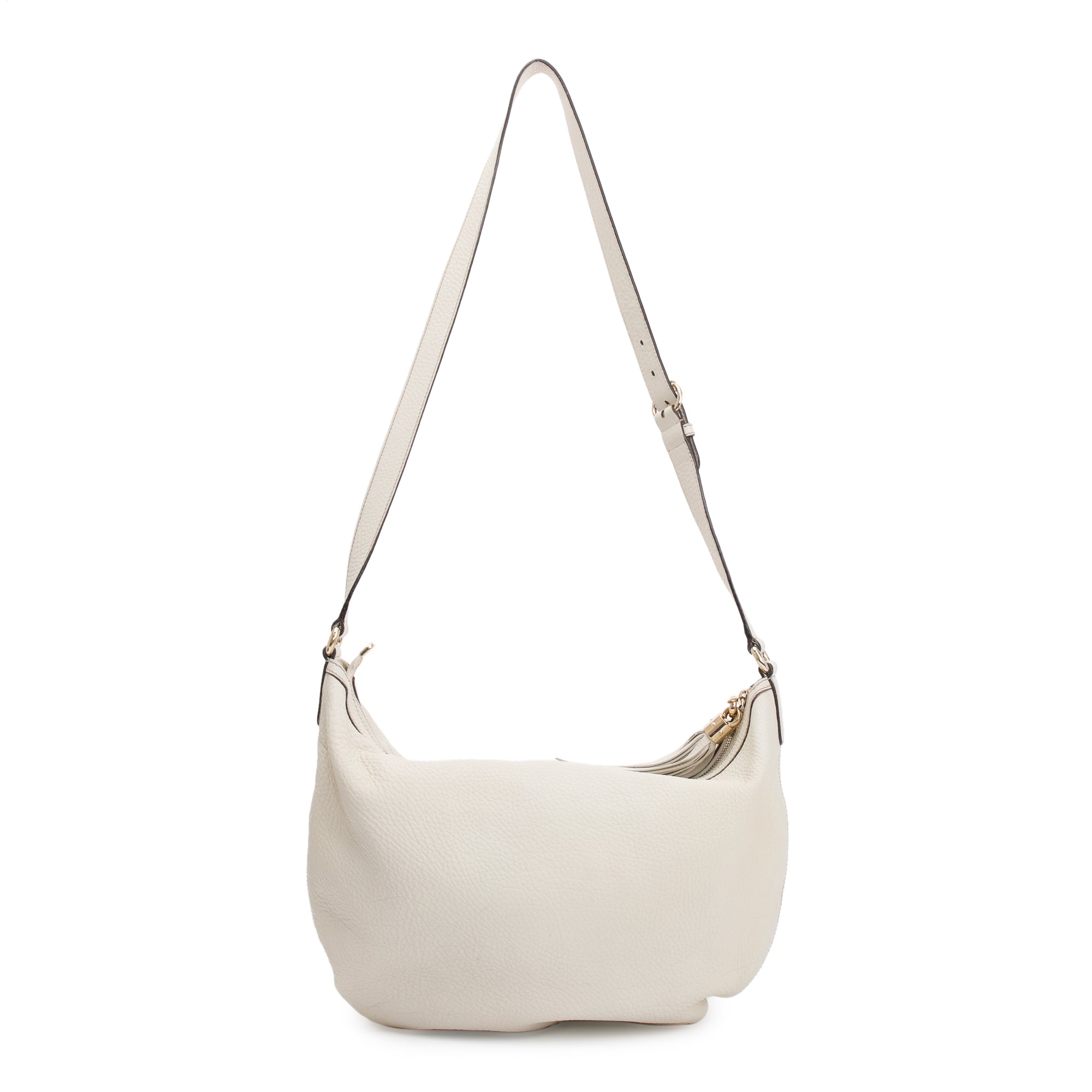 Gucci White Calfskin Leather Medium Soho Hobo Bag