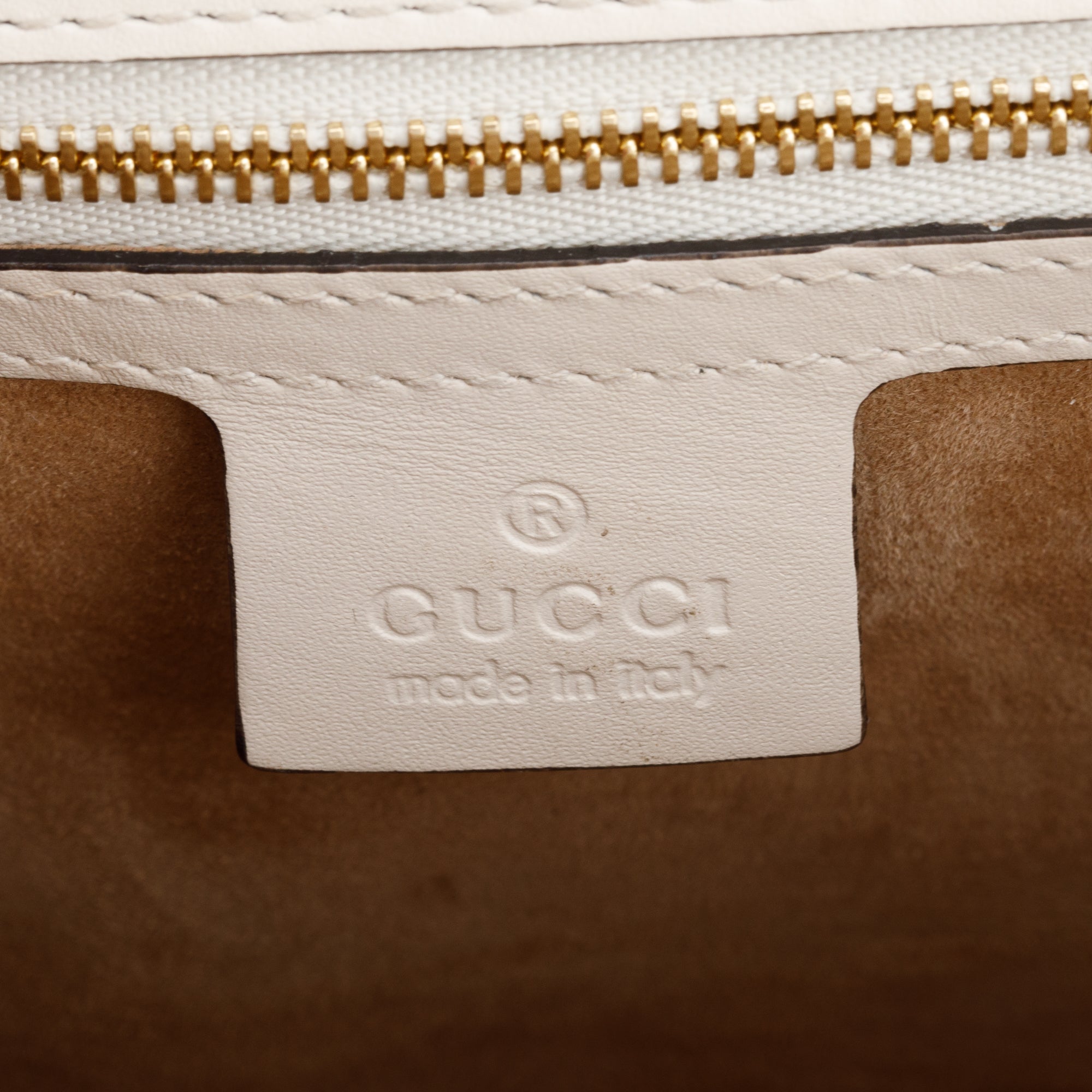 Gucci White Calfskin Leather Small Sylvie Handle Bag w/ Strap