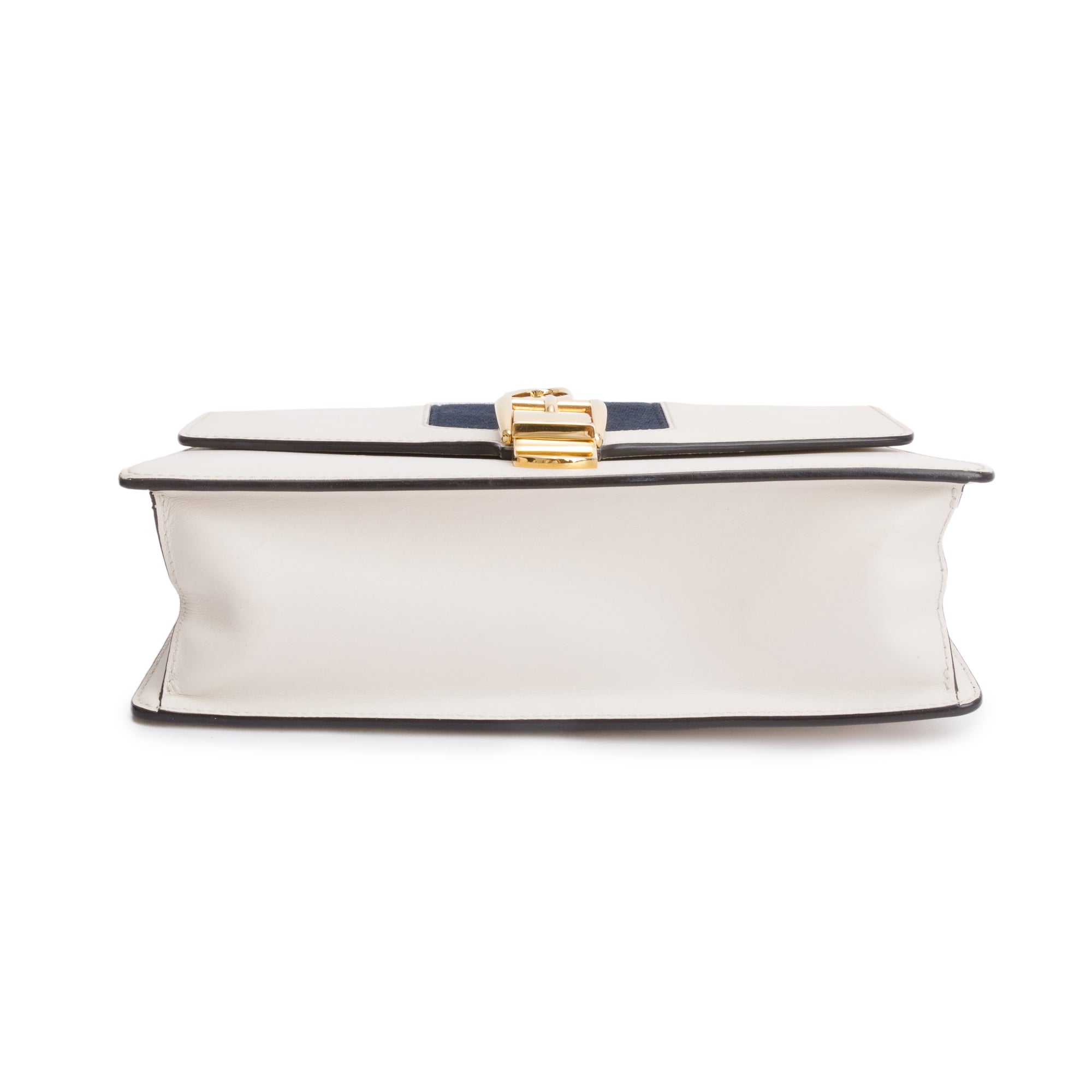 Gucci White Calfskin Leather Small Sylvie Handle Bag w/ Strap