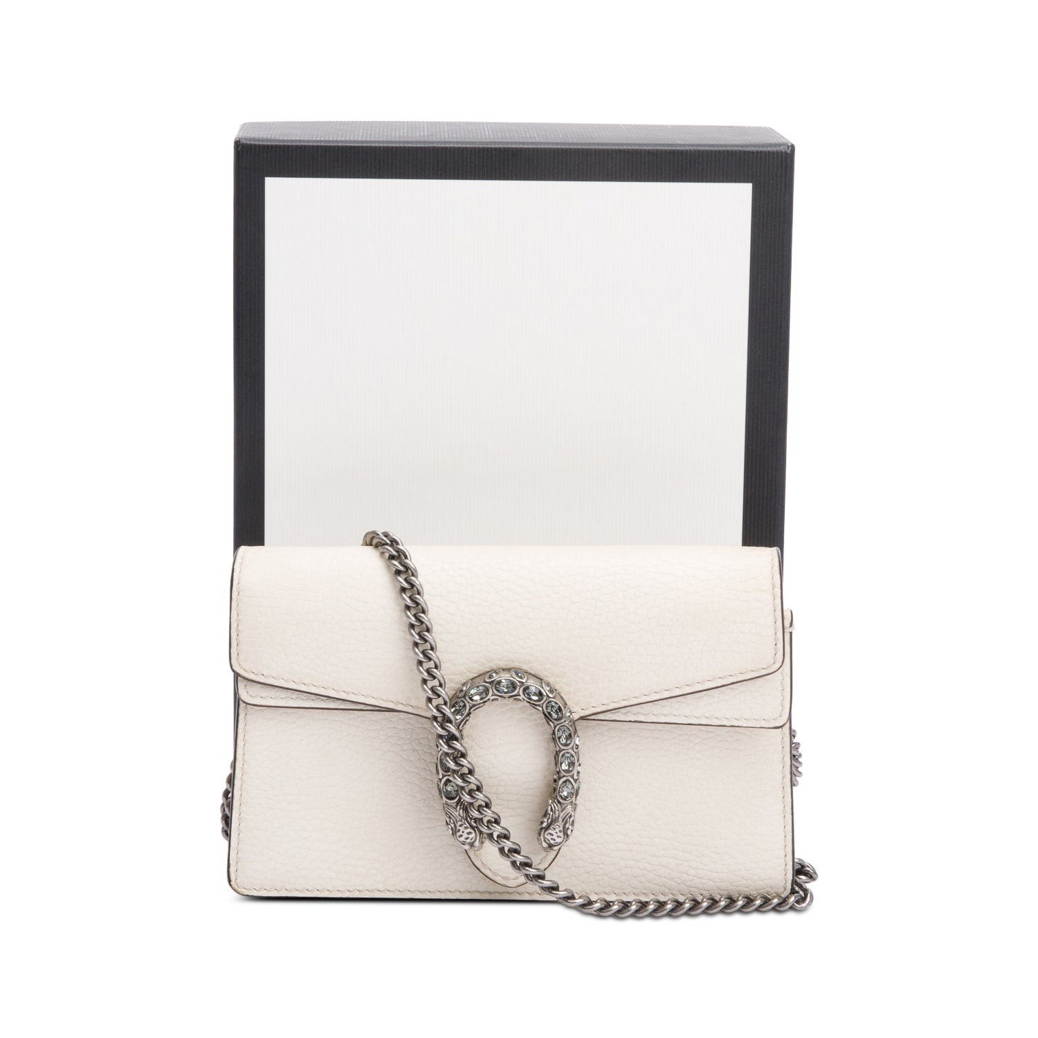 Gucci White Calfskin Leather Super Mini Dionysus Bag