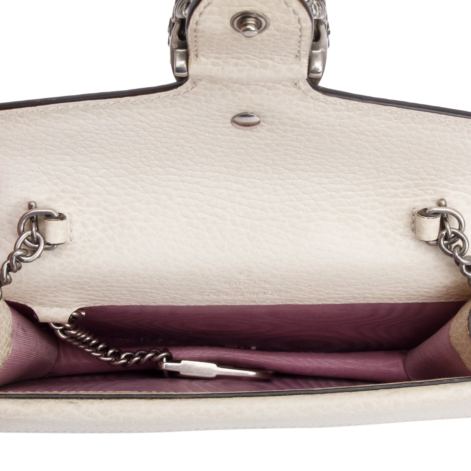 Gucci White Calfskin Leather Super Mini Dionysus Bag