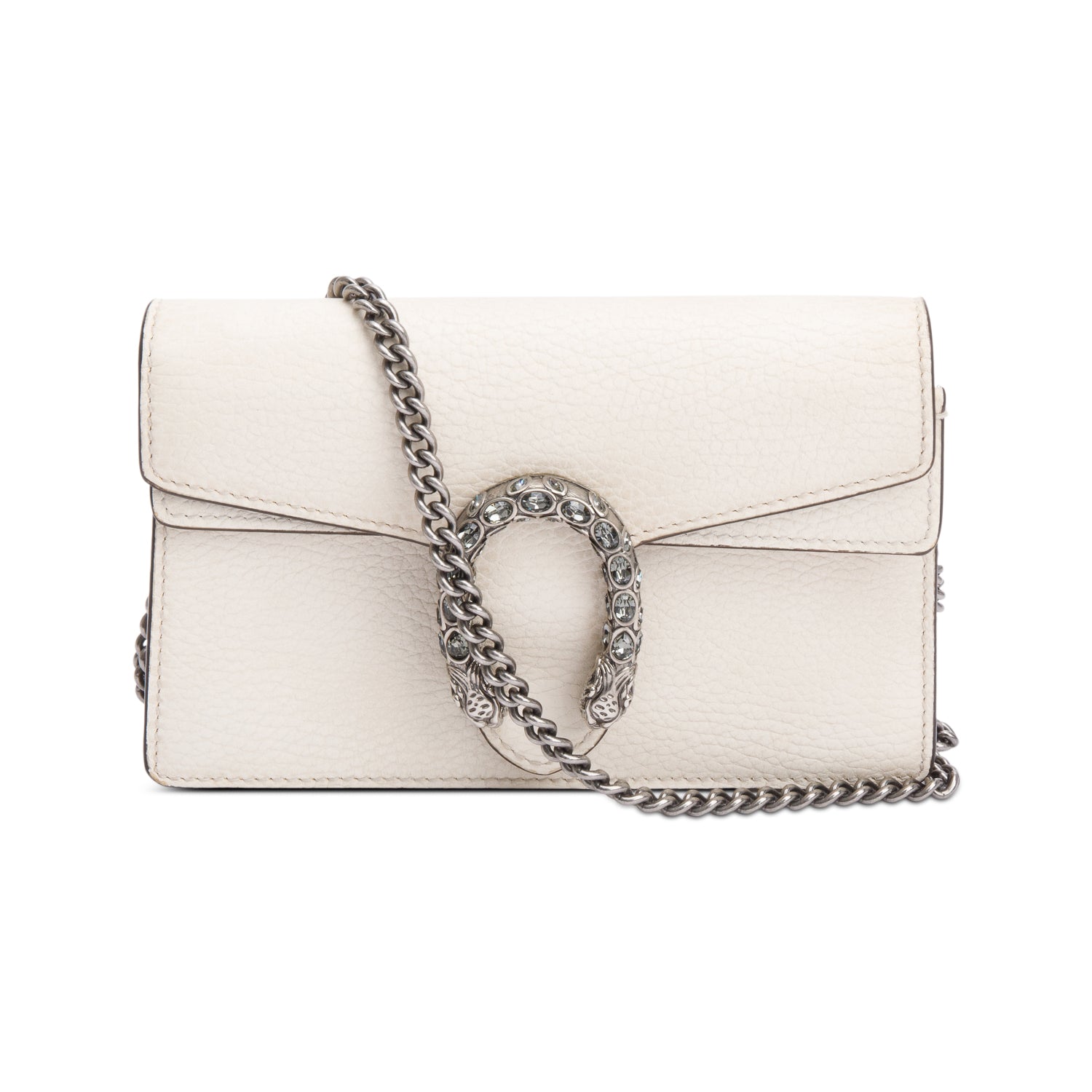 Gucci White Calfskin Leather Super Mini Dionysus Bag