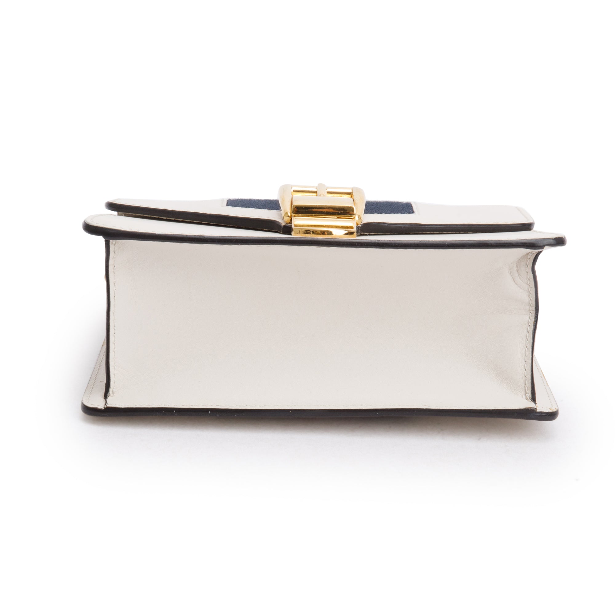 Gucci White Calfskin Leather Web Mini Sylvie Chain Shoulder Bag