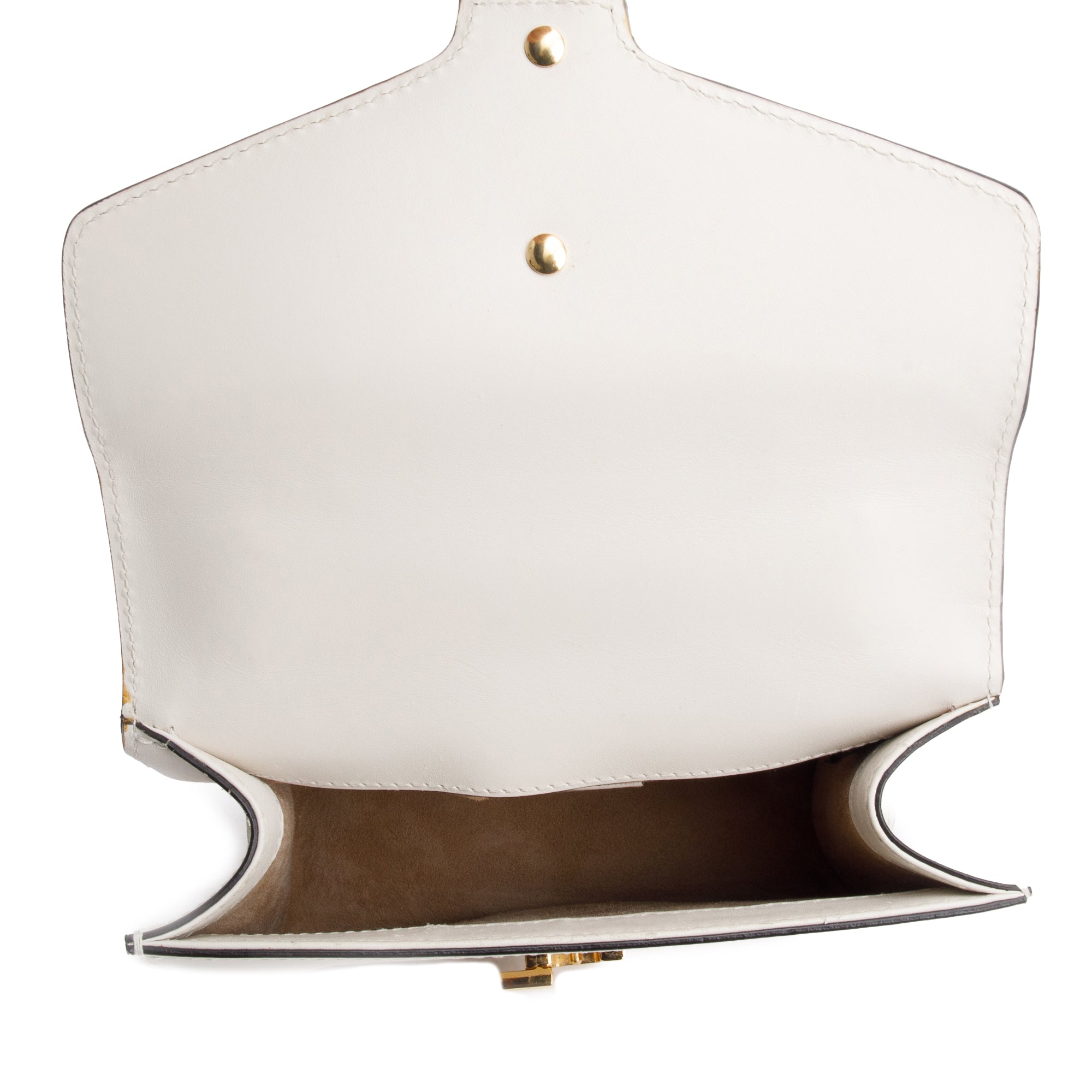 Gucci White Calfskin Leather Web Mini Sylvie Chain Shoulder Bag