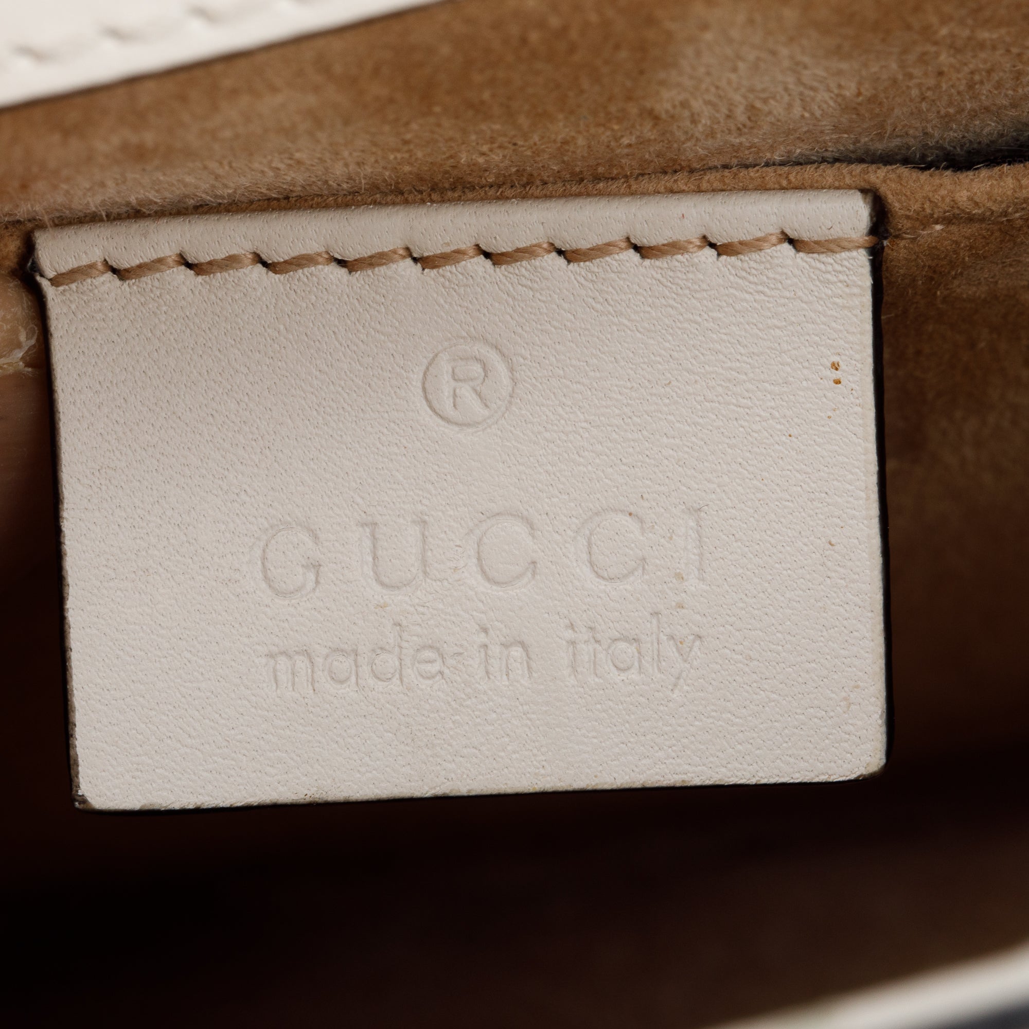 Gucci White Calfskin Leather Web Mini Sylvie Chain Shoulder Bag