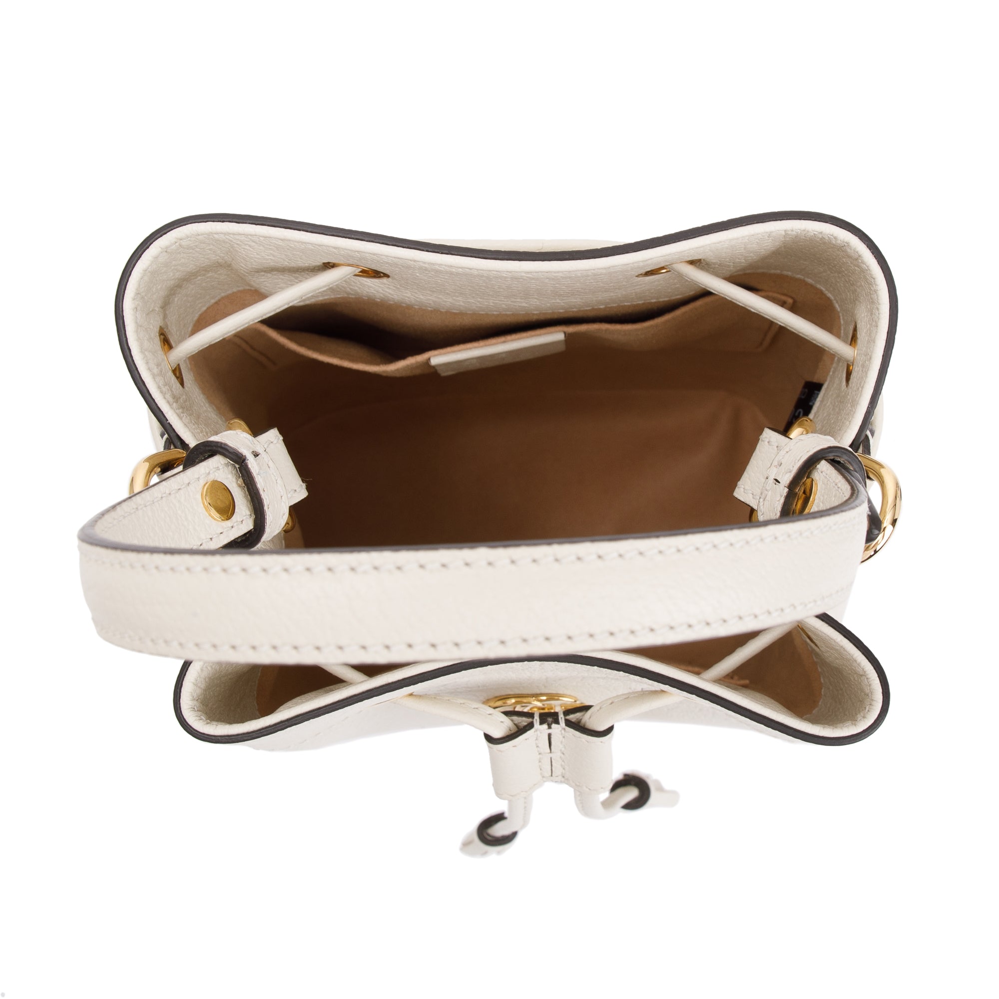 Gucci White Calfskin Leather Web Ophidia Small Bucket Bag