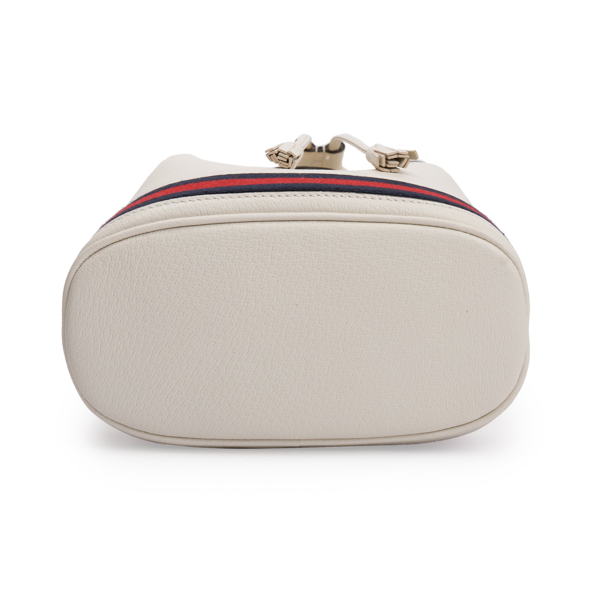 Gucci White Calfskin Leather Web Ophidia Small Bucket Bag