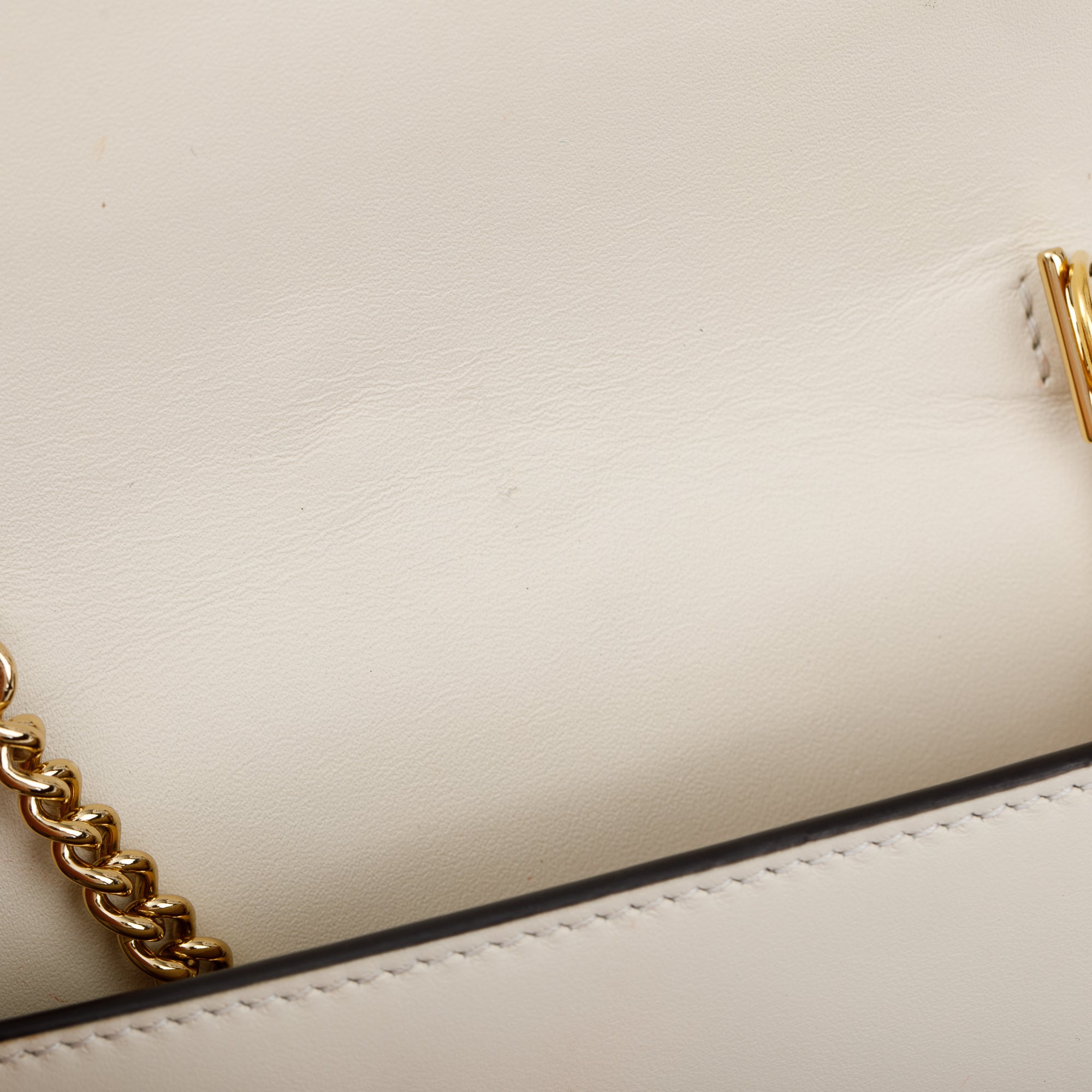 Gucci White Calfskin Leather Web Super Mini Sylvie Chain Shoulder Bag w/ Box