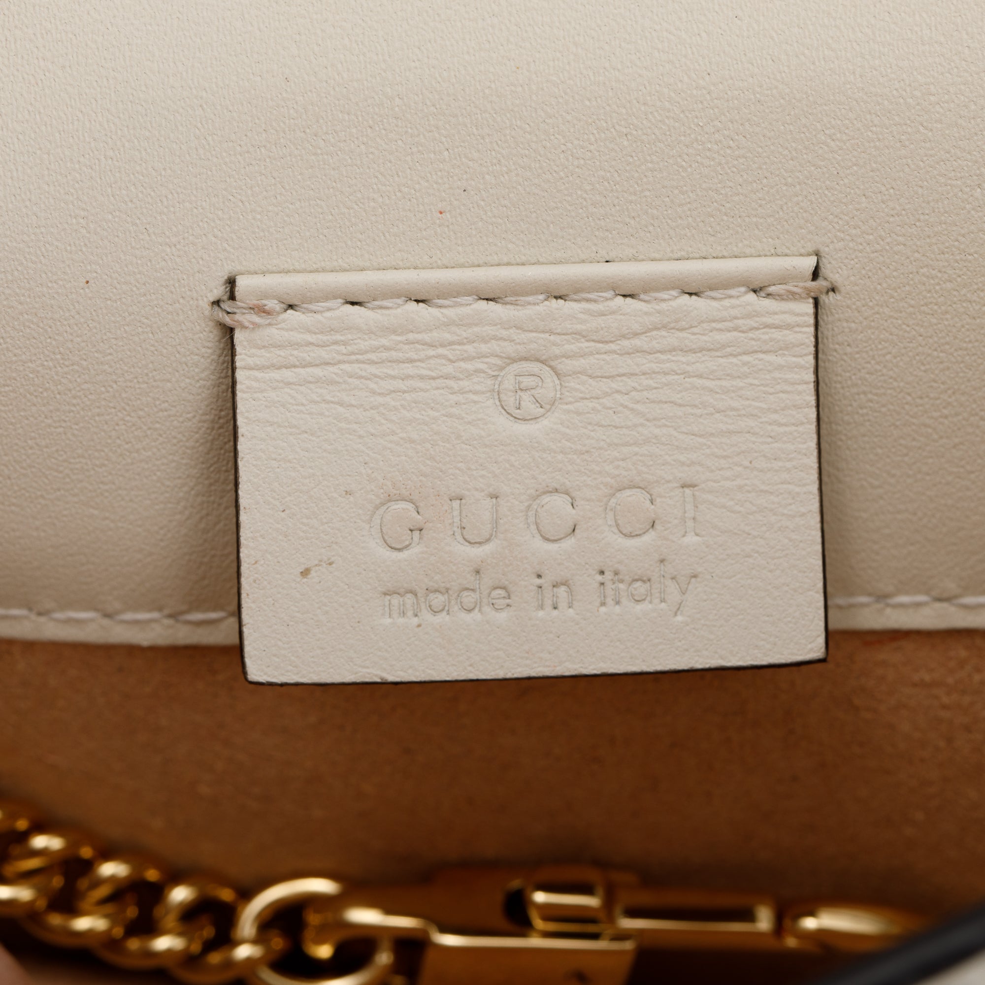 Gucci White Calfskin Leather Web Super Mini Sylvie Chain Shoulder Bag w/ Box