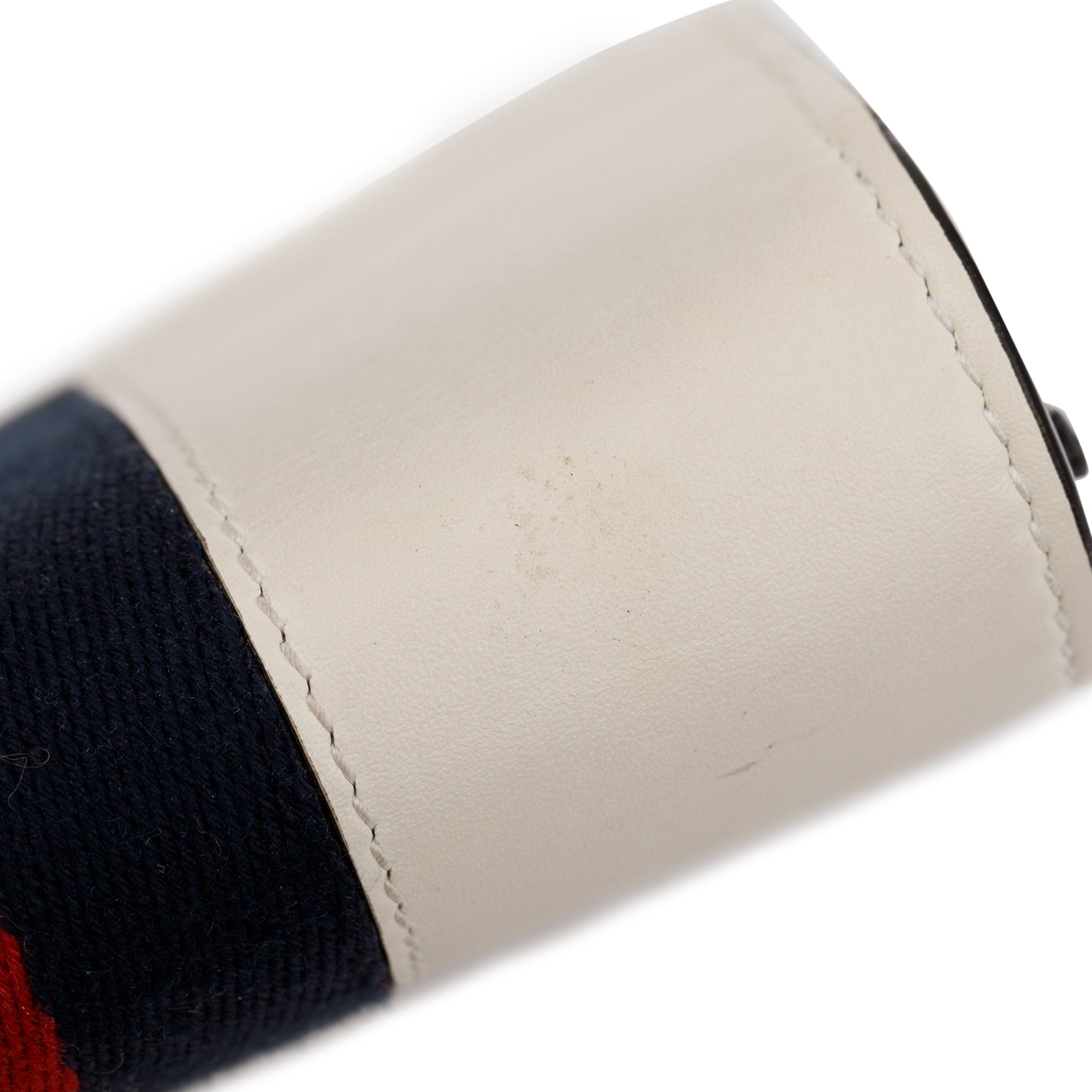 Gucci White Calfskin Leather Web Super Mini Sylvie Chain Shoulder Bag w/ Box