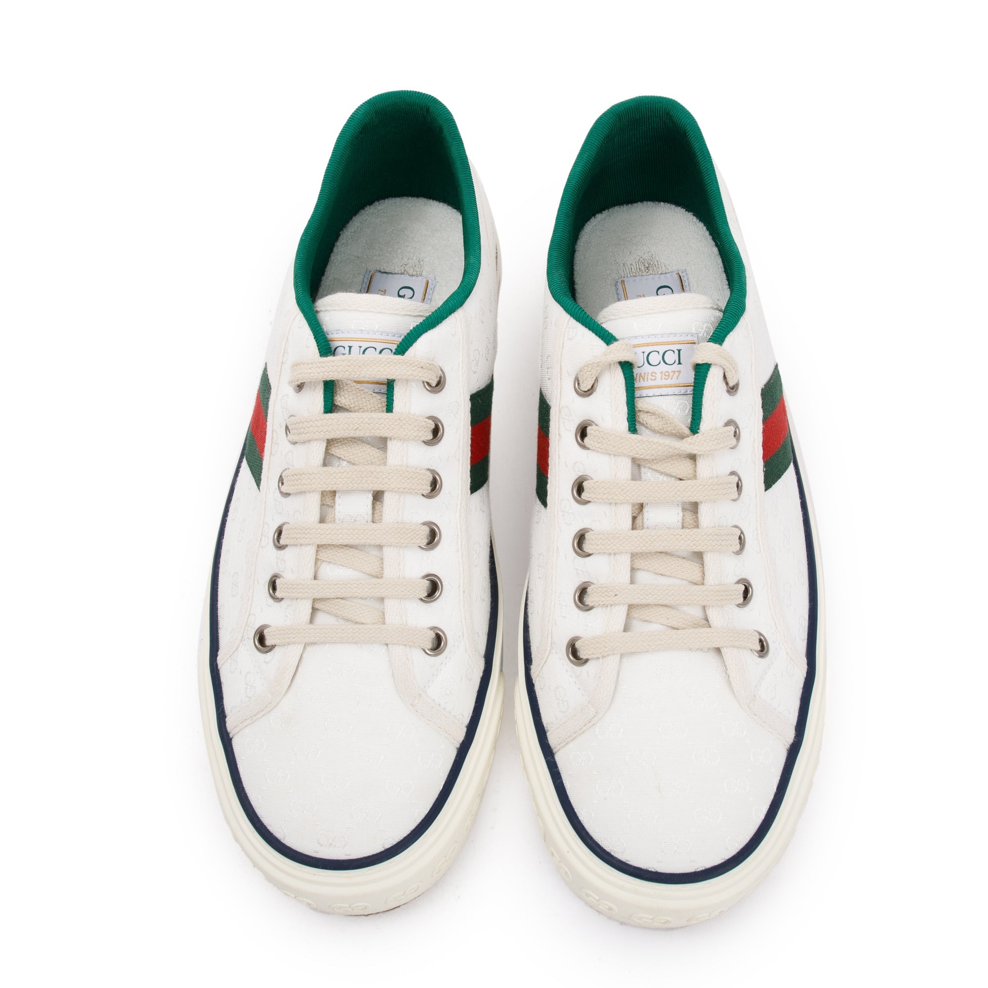 Gucci White GG Canvas Web Men's Tennis 1977 Sneakers, Size 7