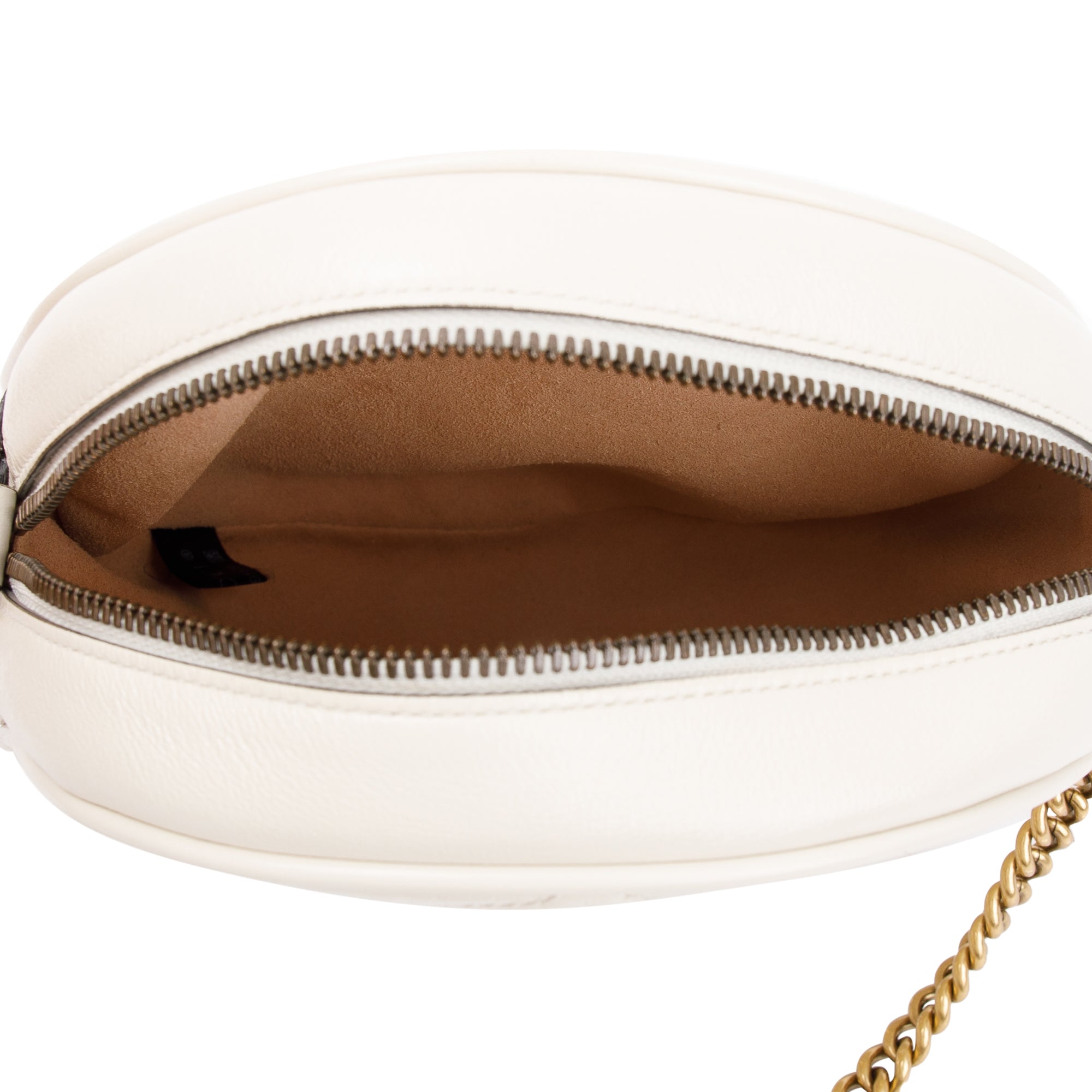 Gucci White GG Marmont Matelasse Leather Mini Round Shoulder Bag