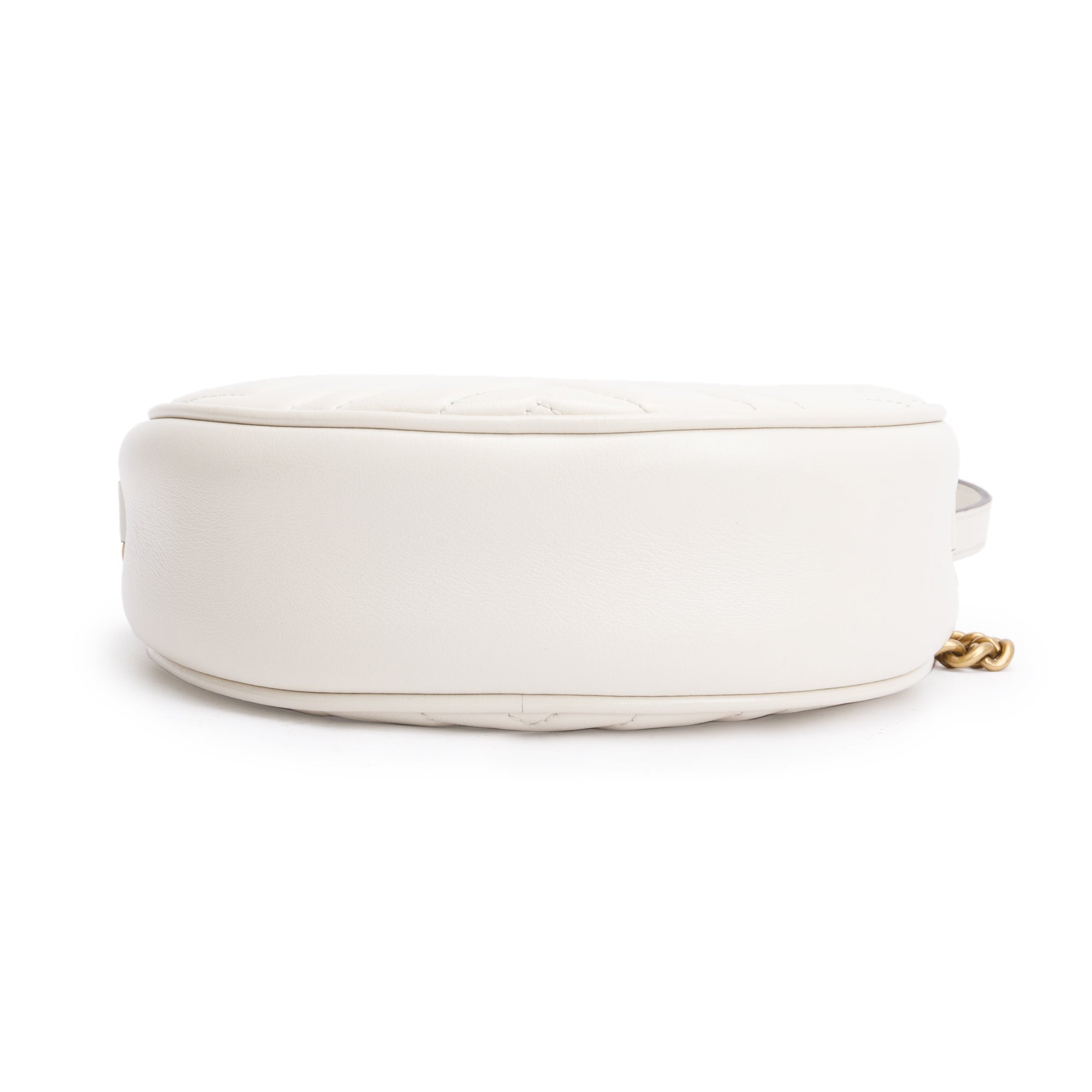 Gucci White GG Marmont Matelasse Leather Mini Round Shoulder Bag