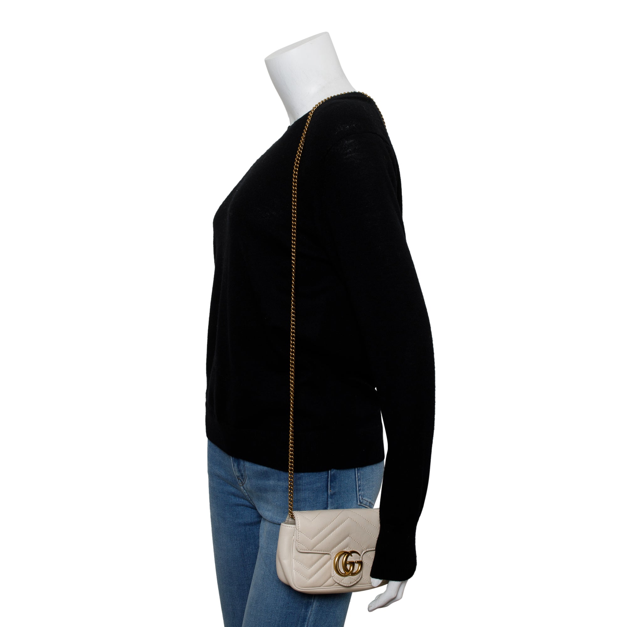 Gucci White GG Marmont Matelasse Leather Super Mini Bag