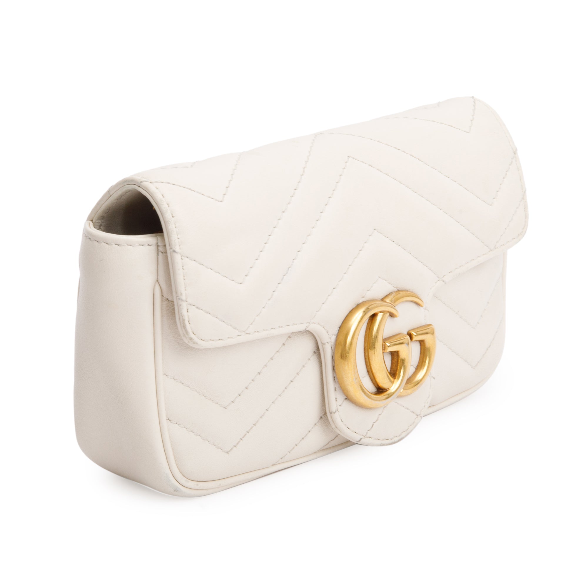 Gucci White GG Marmont Matelasse Leather Super Mini Bag