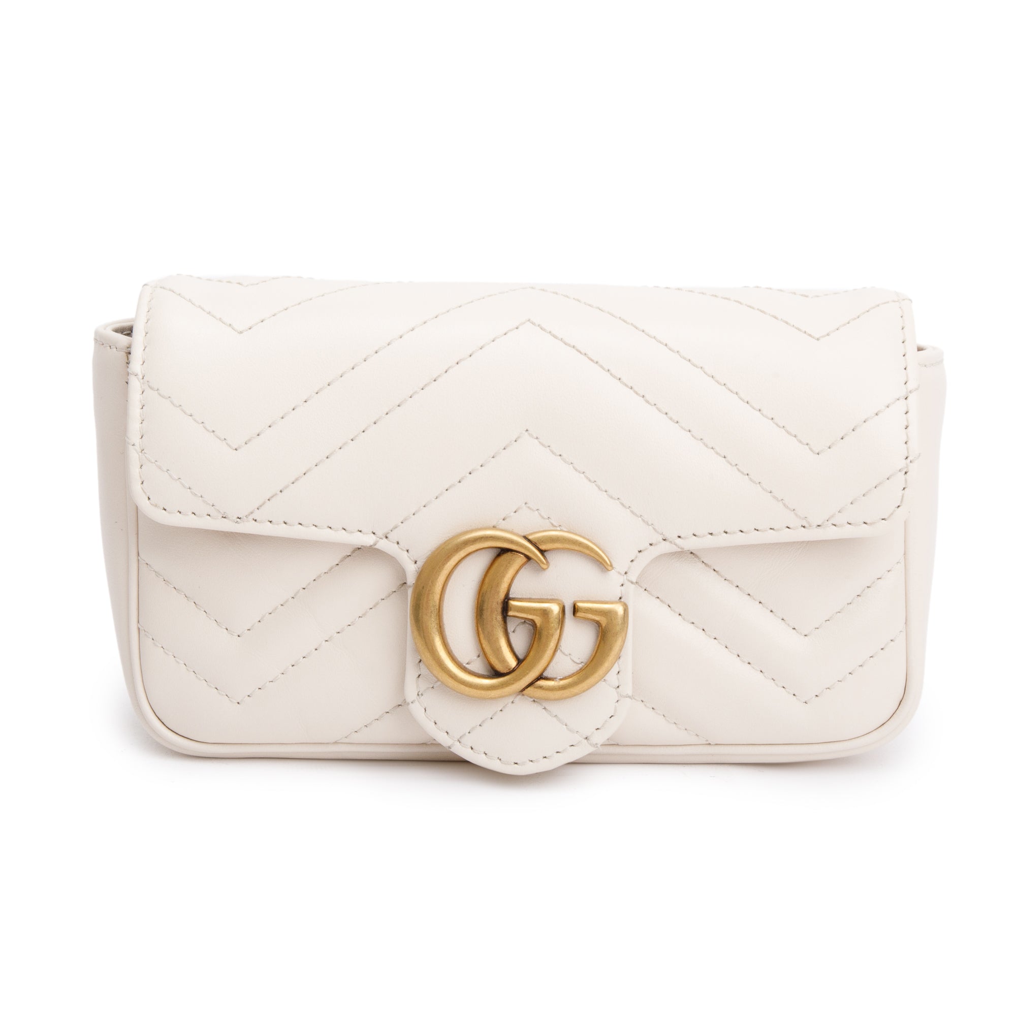 Gucci White GG Marmont Matelasse Leather Super Mini Bag