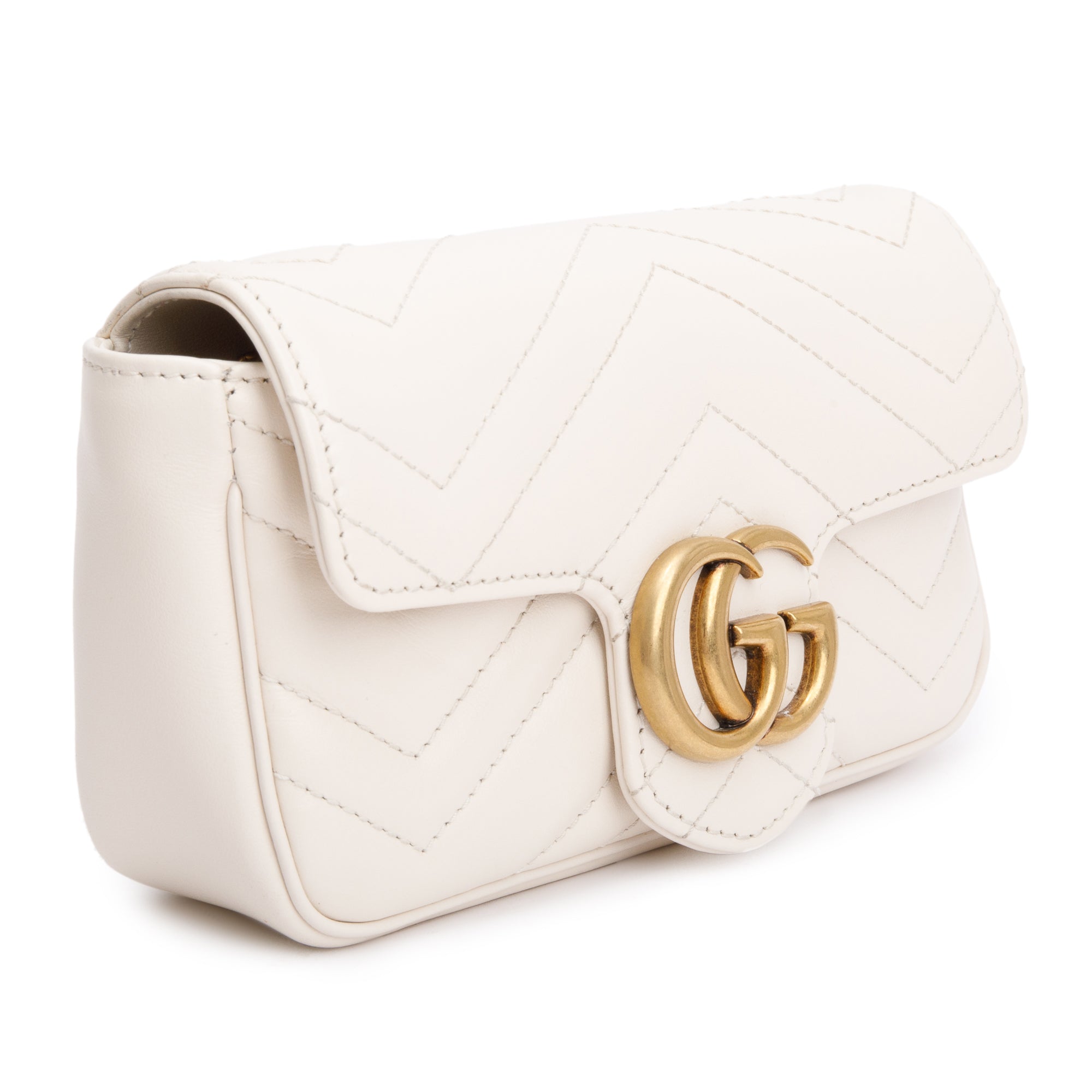 Gucci White GG Marmont Matelasse Leather Super Mini Bag