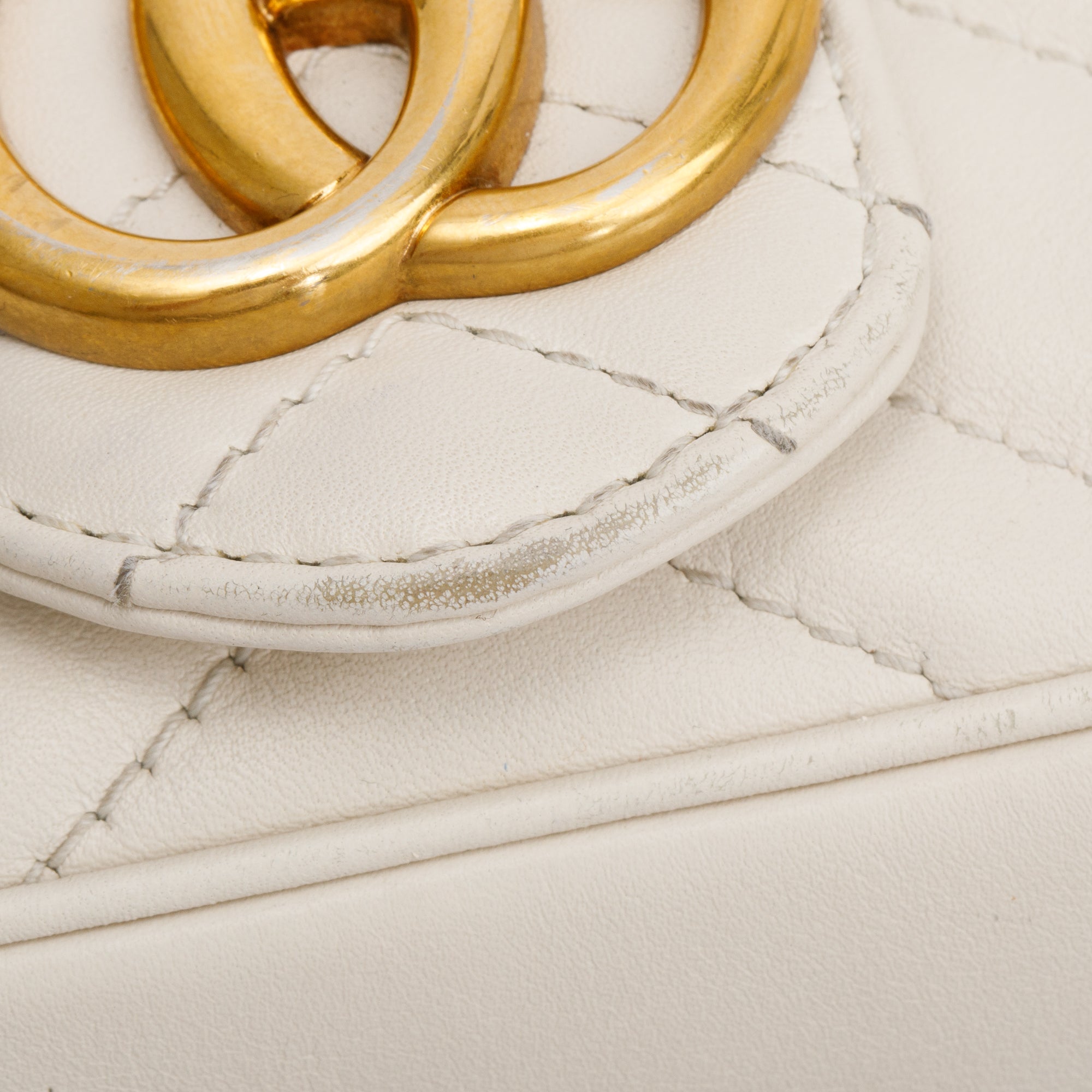 Gucci White GG Marmont Matelasse Leather Super Mini Bag