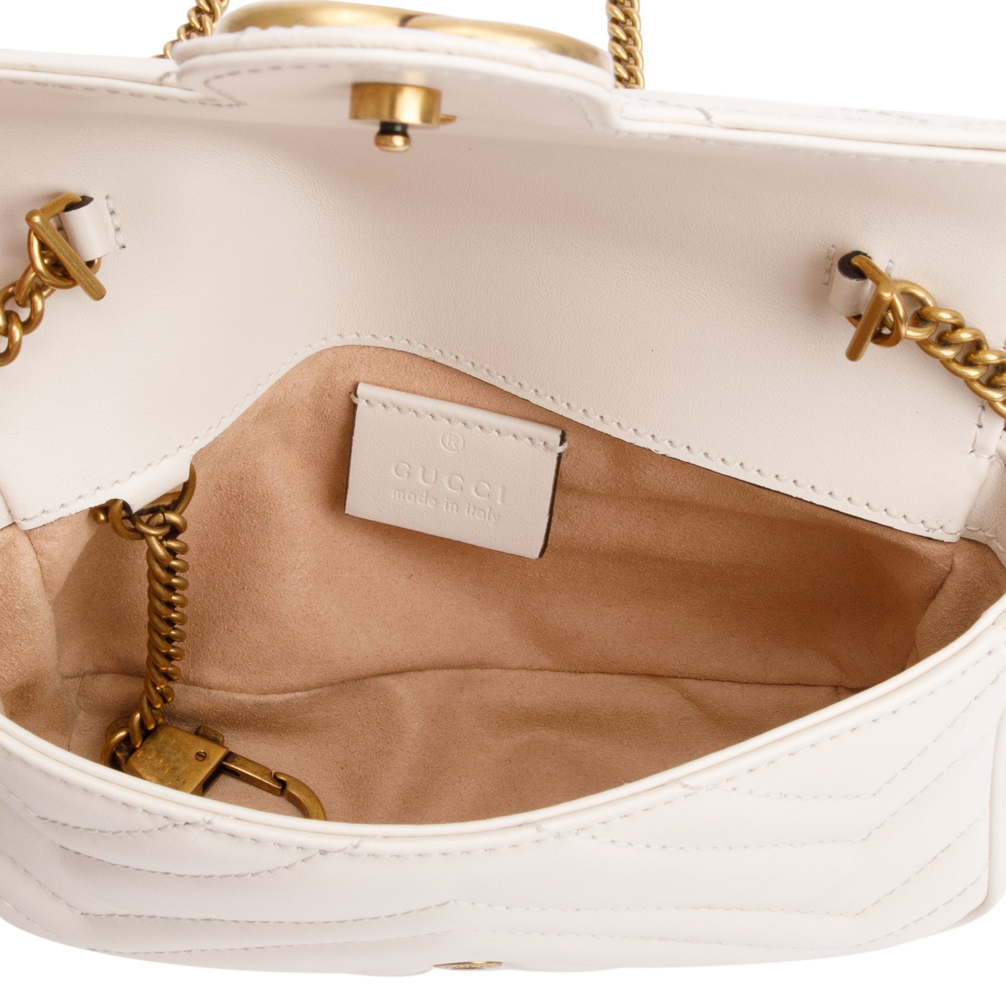 Gucci White GG Marmont Matelasse Leather Super Mini Bag