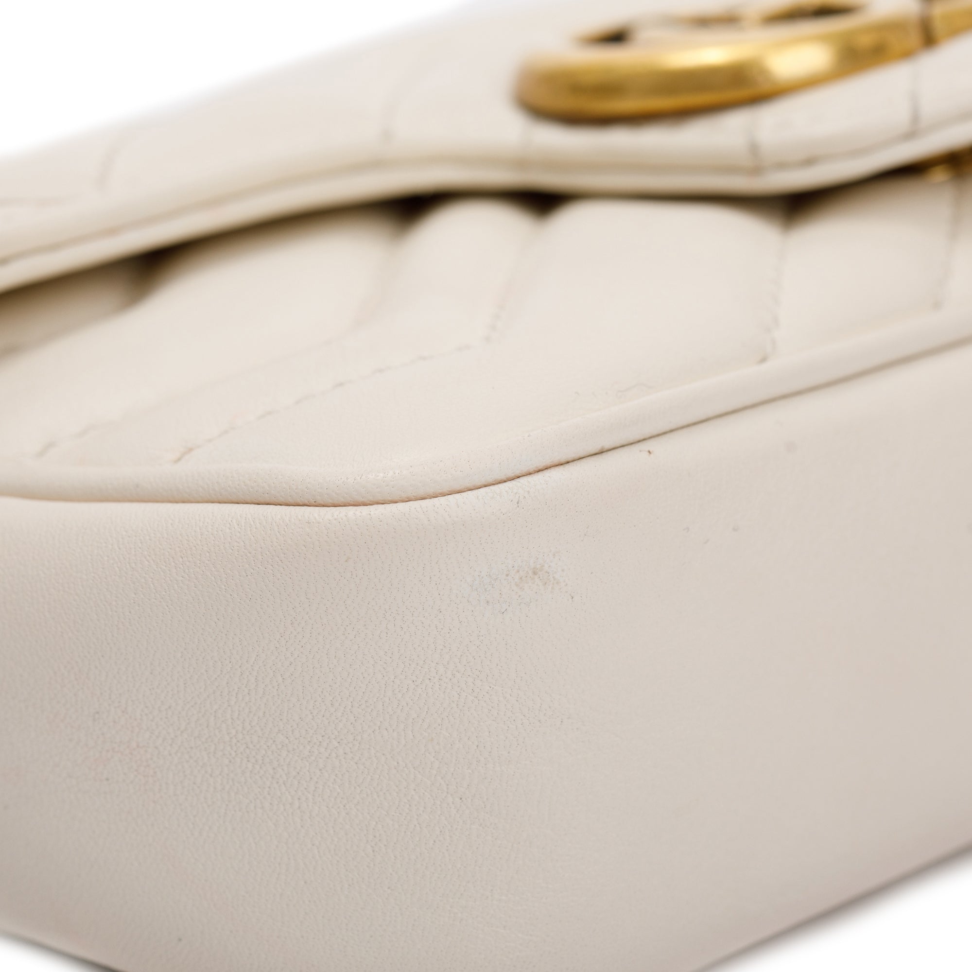 Gucci White GG Marmont Matelasse Leather Super Mini Bag w/ Box