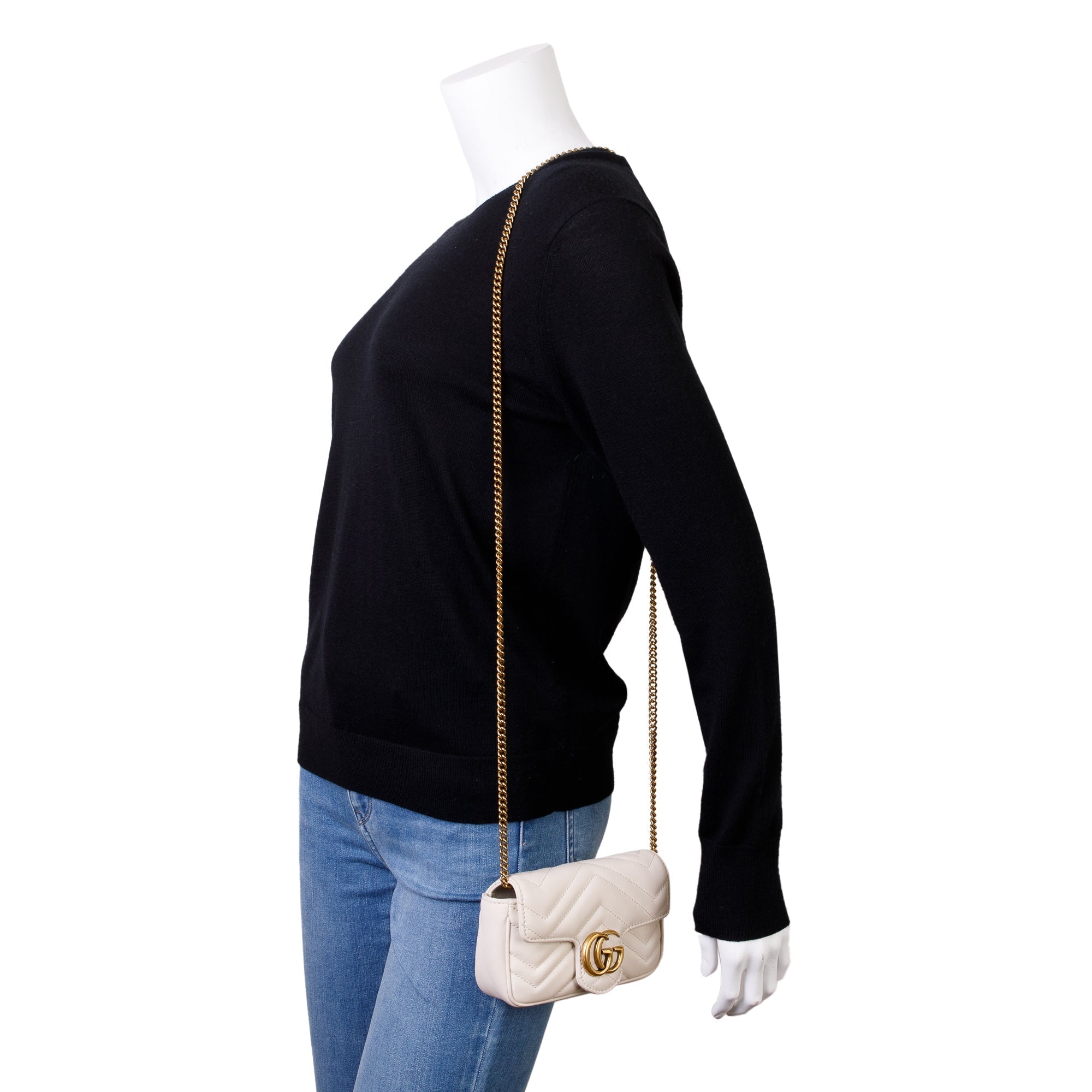 Gucci White GG Marmont Matelasse Leather Super Mini Bag w/ Box