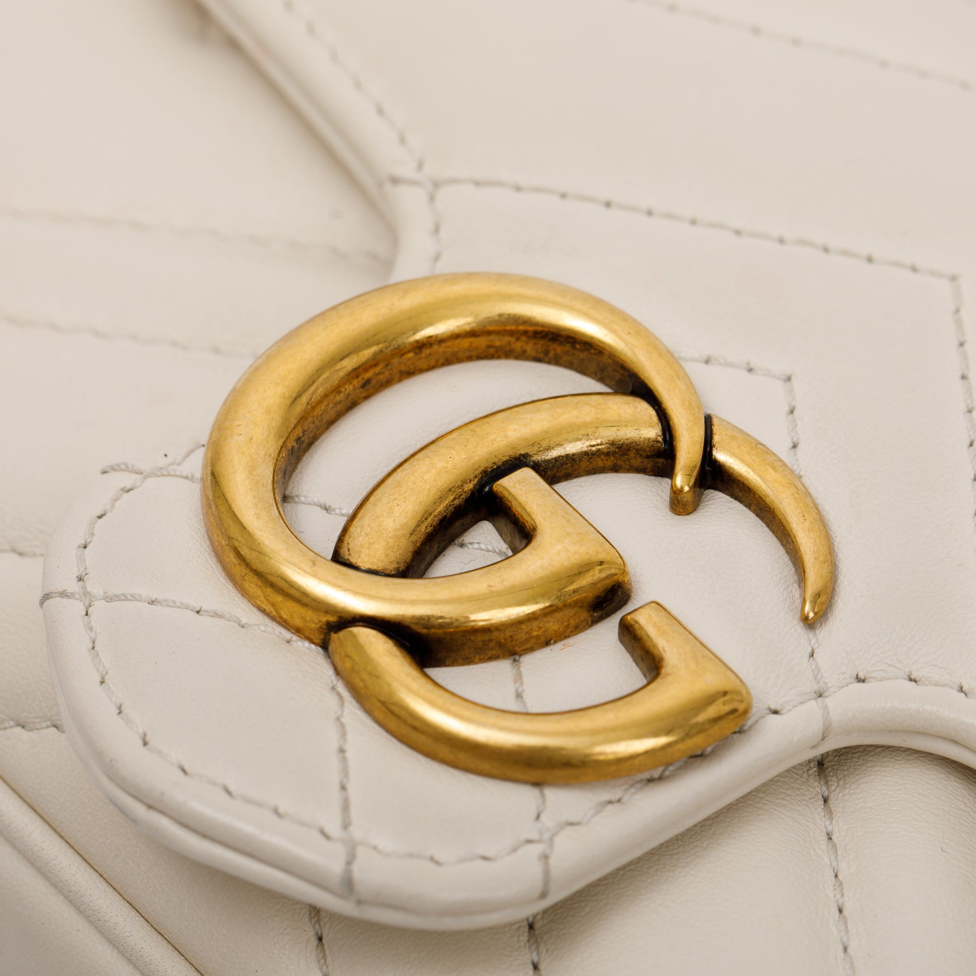 Gucci White GG Marmont Matelasse Leather Super Mini Bag w/ Box