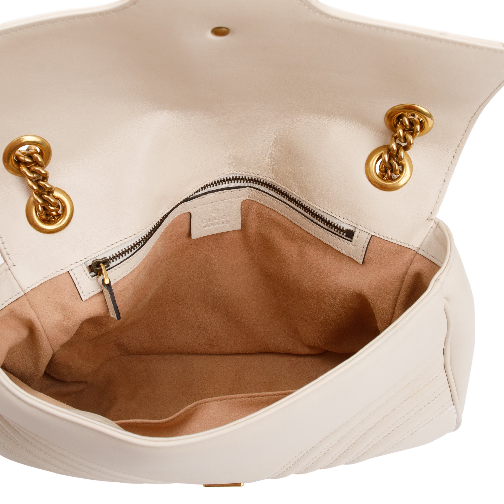 Gucci White GG Marmont Matelasse Medium Shoulder Bag w/ Box