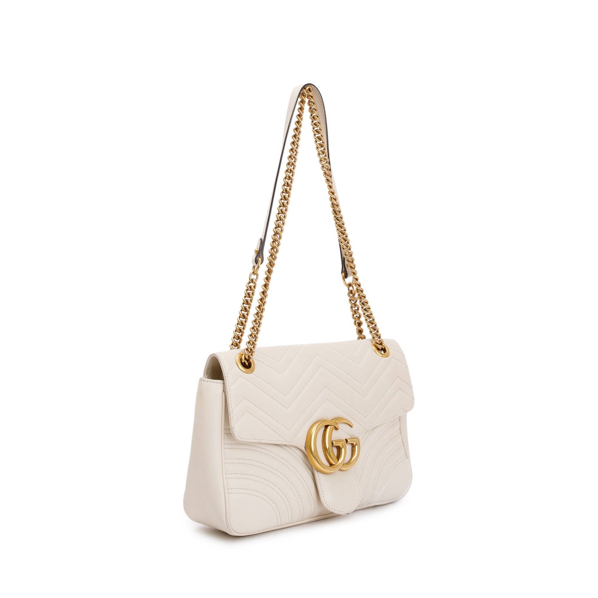 Gucci White GG Marmont Matelasse Medium Shoulder Bag w/ Box