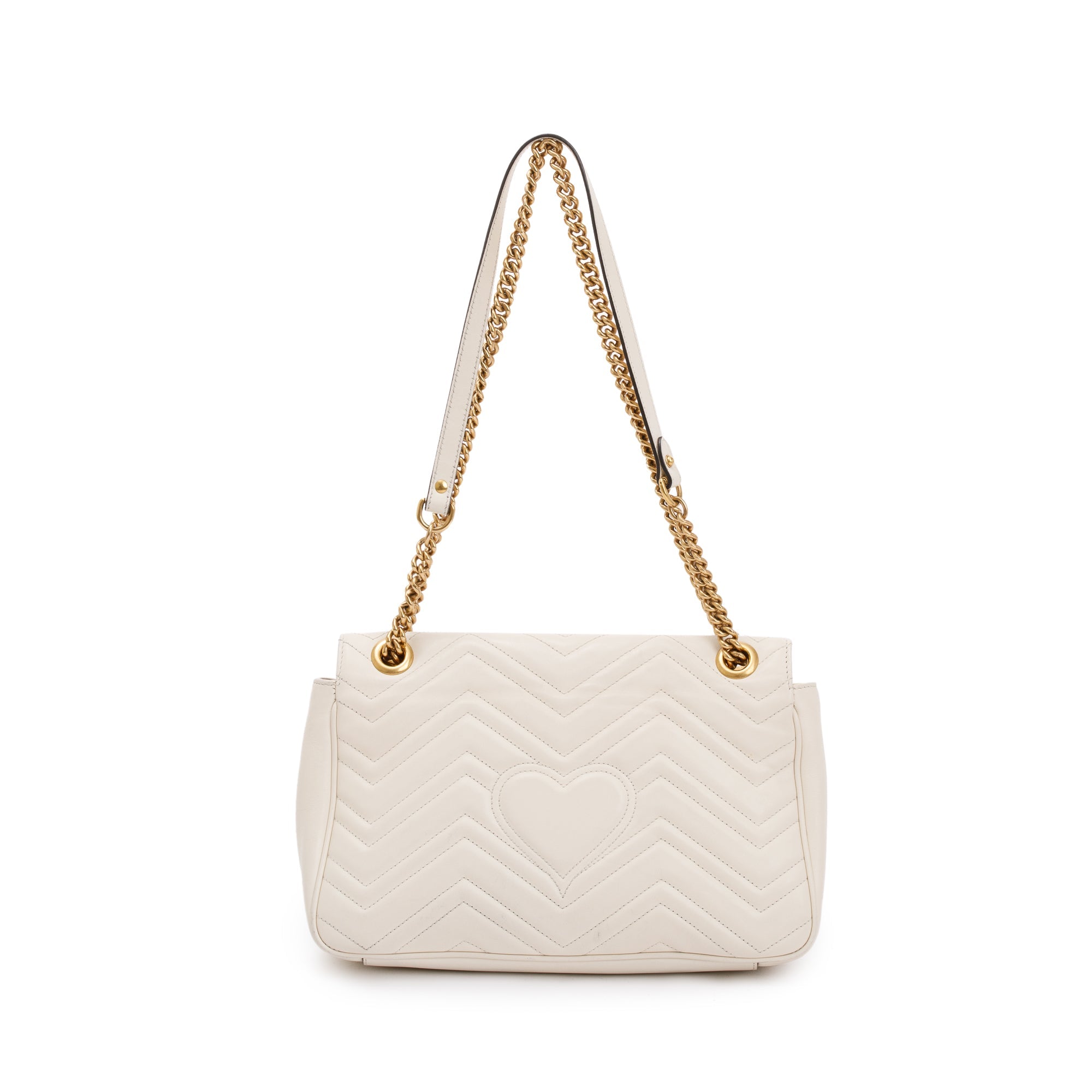 Gucci White GG Marmont Matelasse Medium Shoulder Bag w/ Box