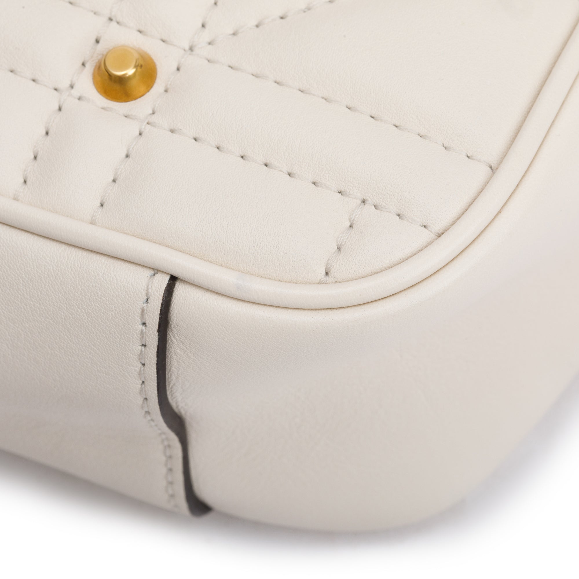 Gucci White GG Marmont Matelasse Medium Studded Shoulder Bag