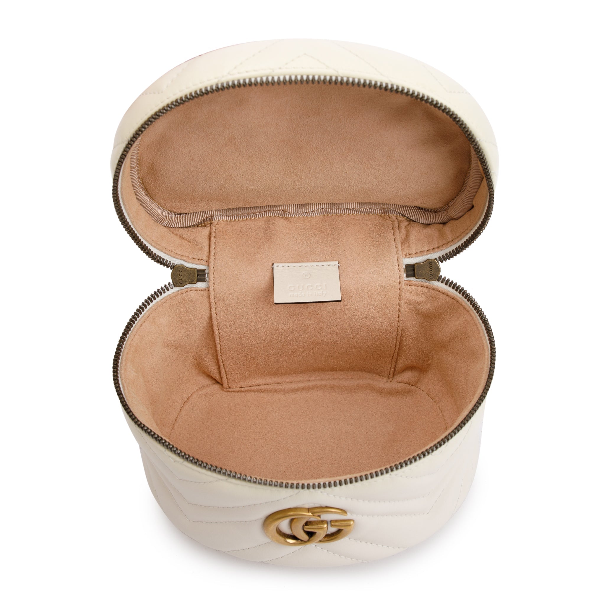 Gucci White GG Marmont Matelasse Mini Round Backpack