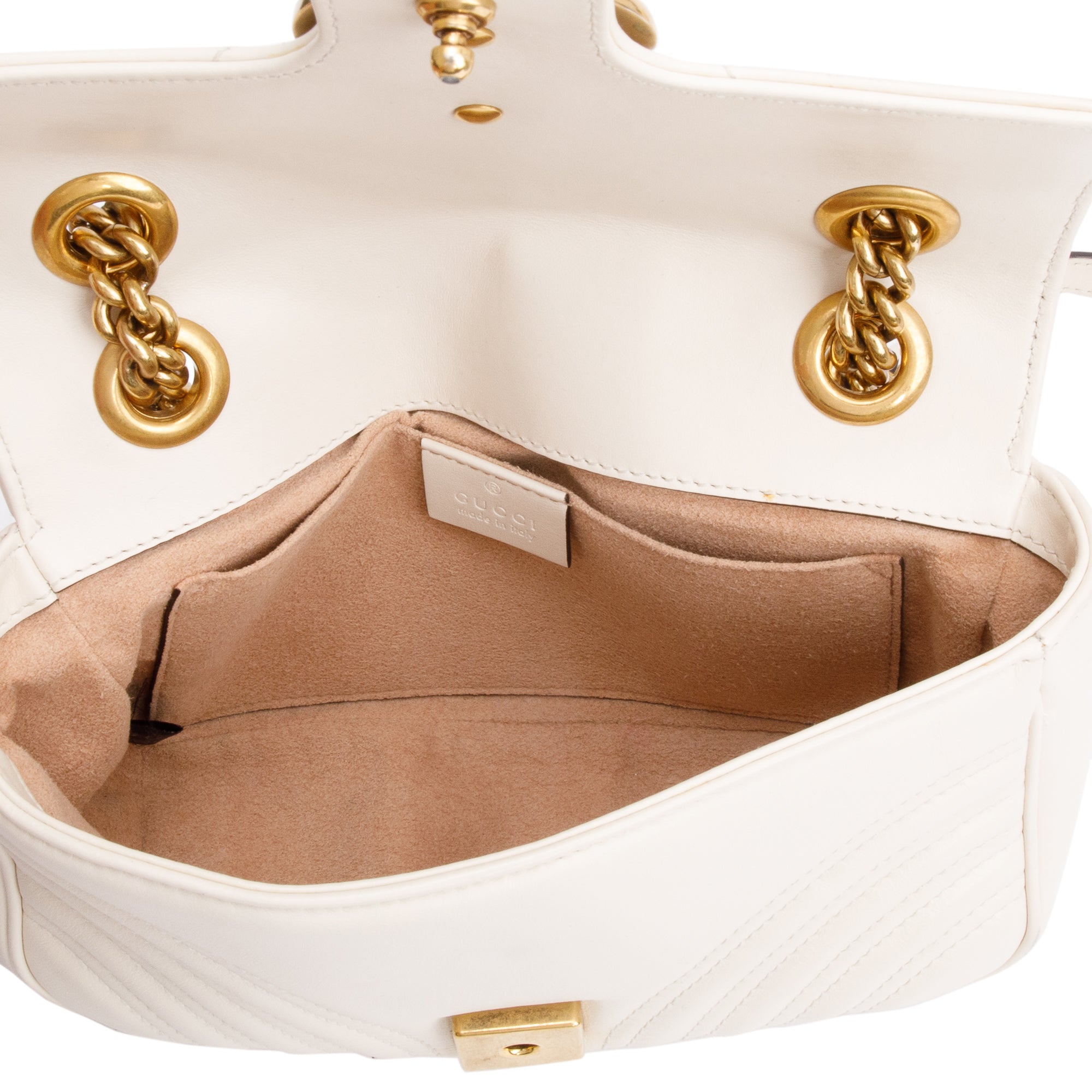 Gucci White GG Marmont Matelasse Mini Shoulder Bag