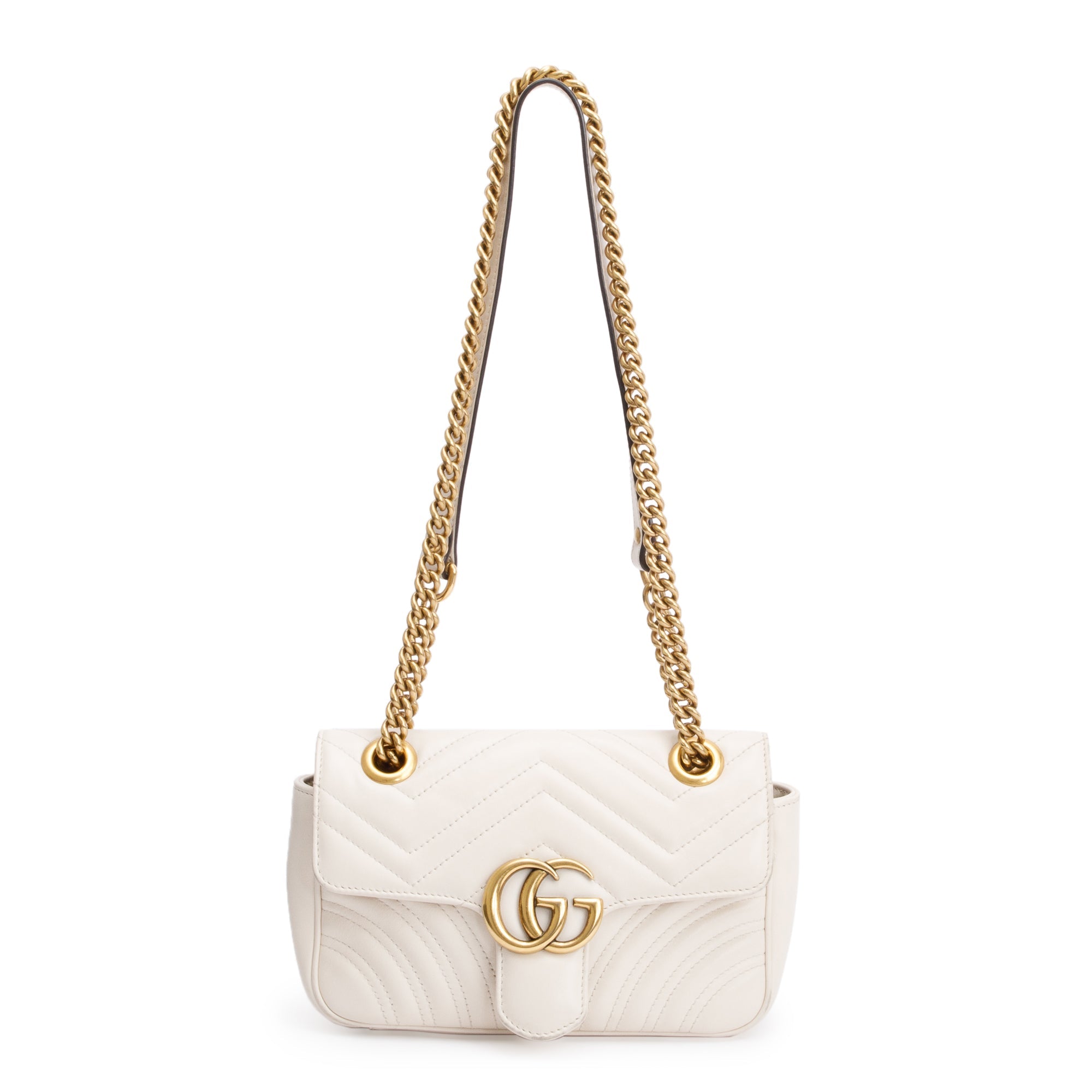Gucci White GG Marmont Matelasse Mini Shoulder Bag