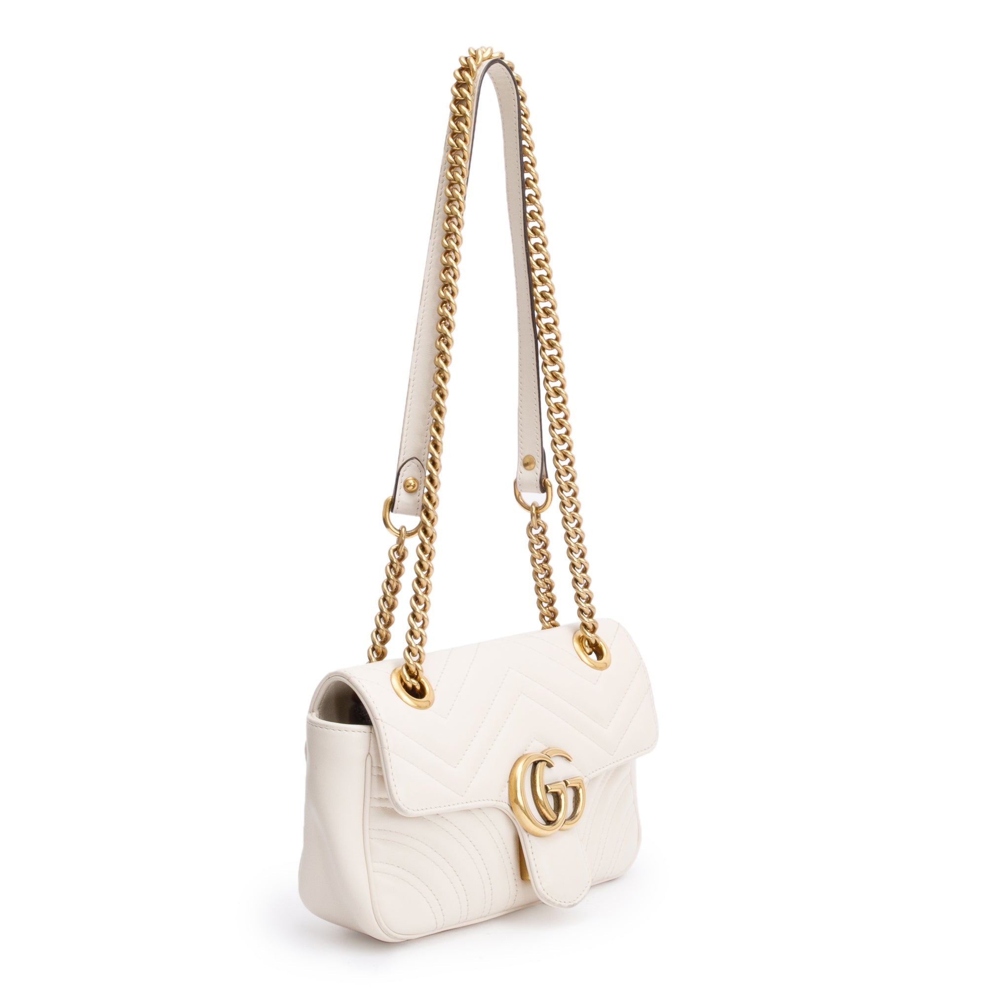 Gucci White GG Marmont Matelasse Mini Shoulder Bag