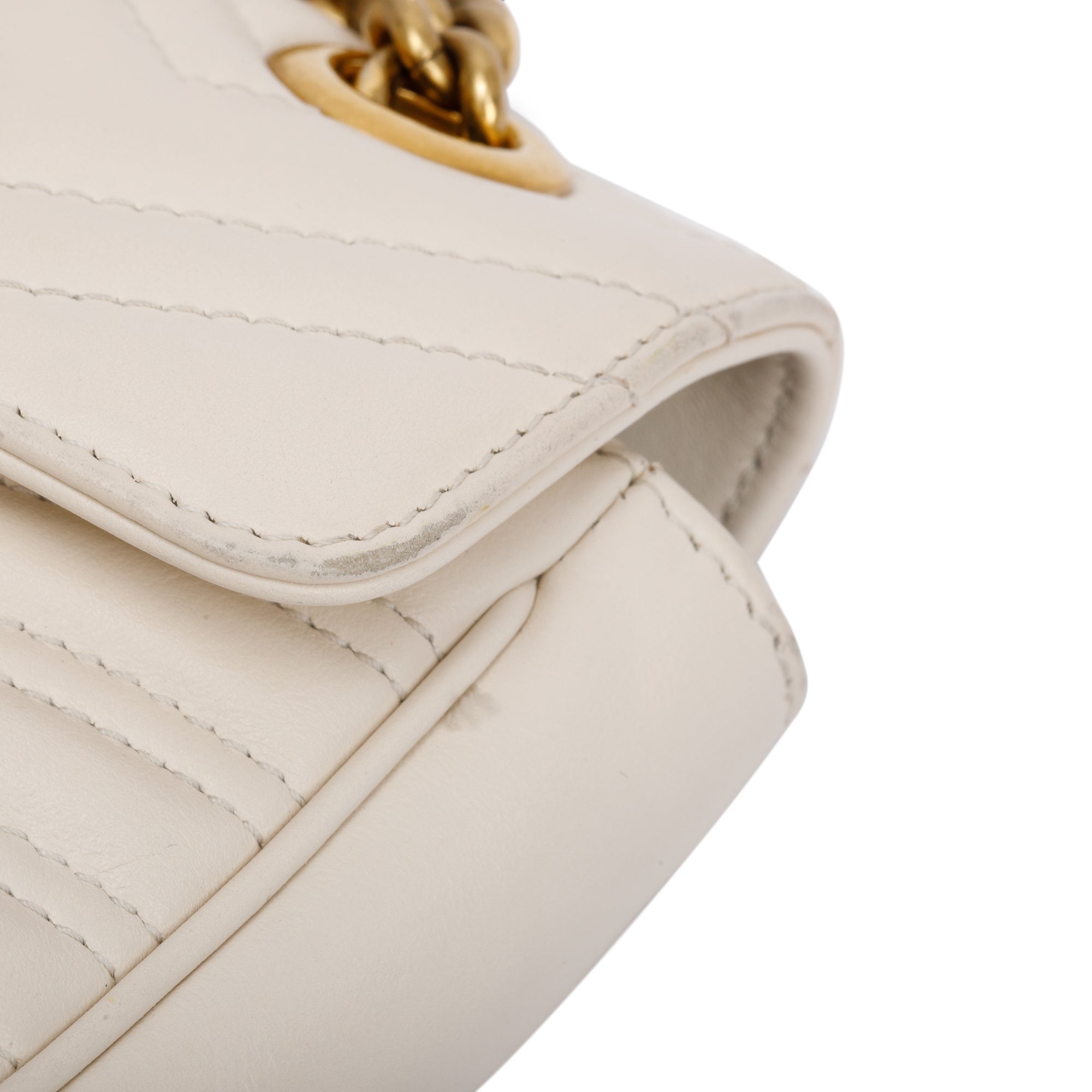 Gucci White GG Marmont Matelasse Mini Shoulder Bag