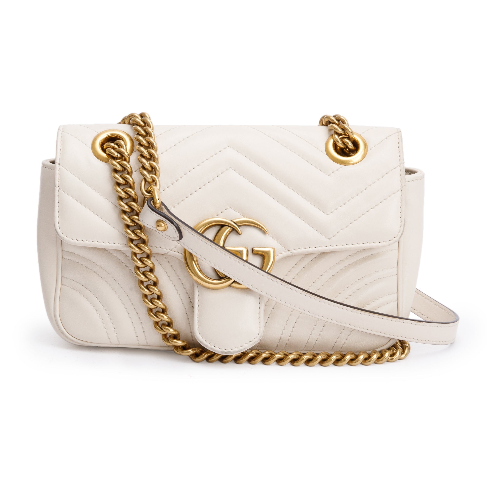 Gucci White GG Marmont Matelasse Mini Shoulder Bag