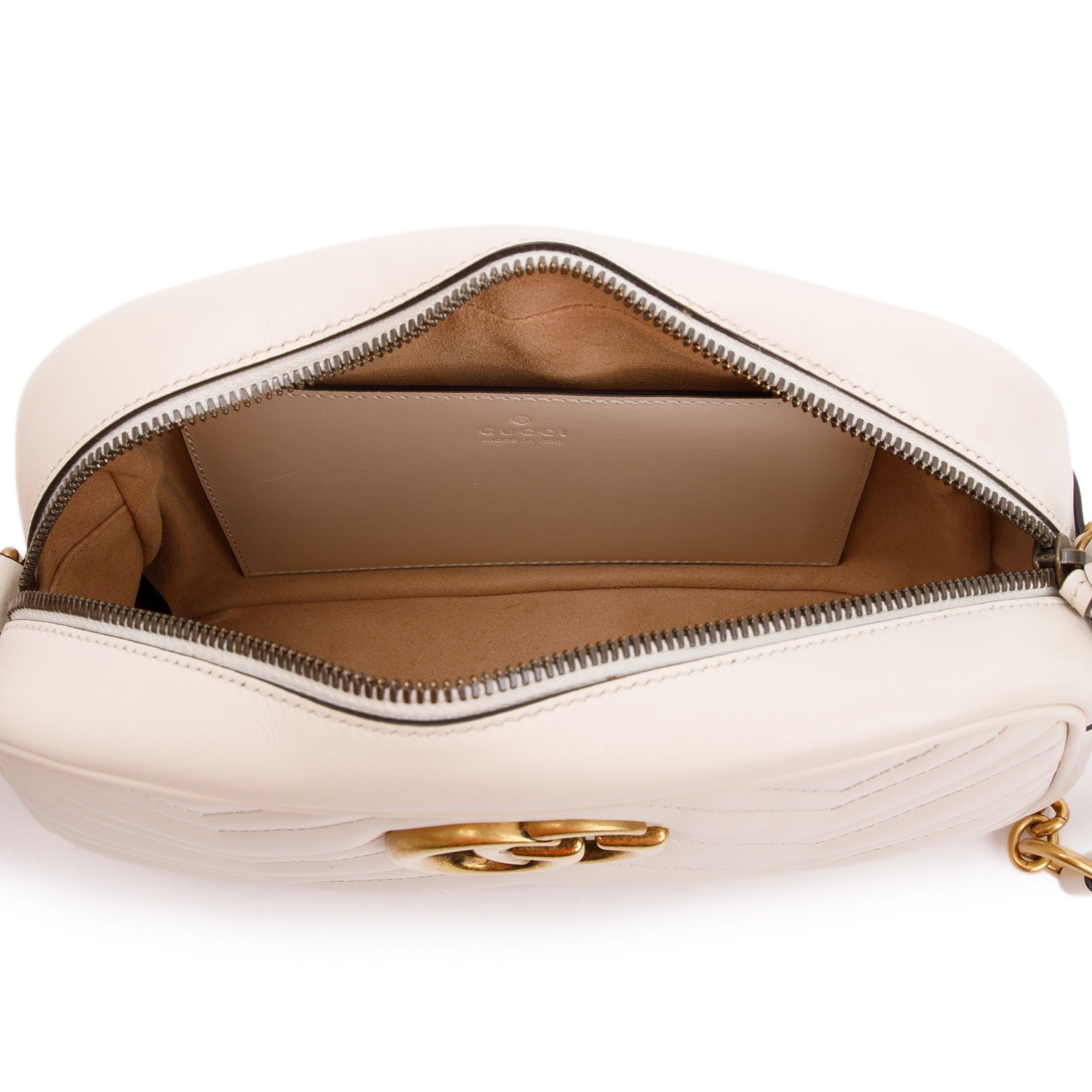 Gucci White GG Marmont Matelasse Small Shoulder Bag