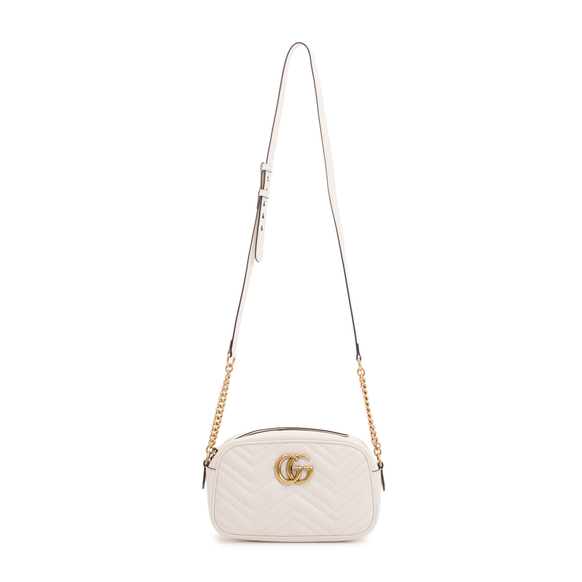 Gucci White GG Marmont Matelasse Small Shoulder Bag