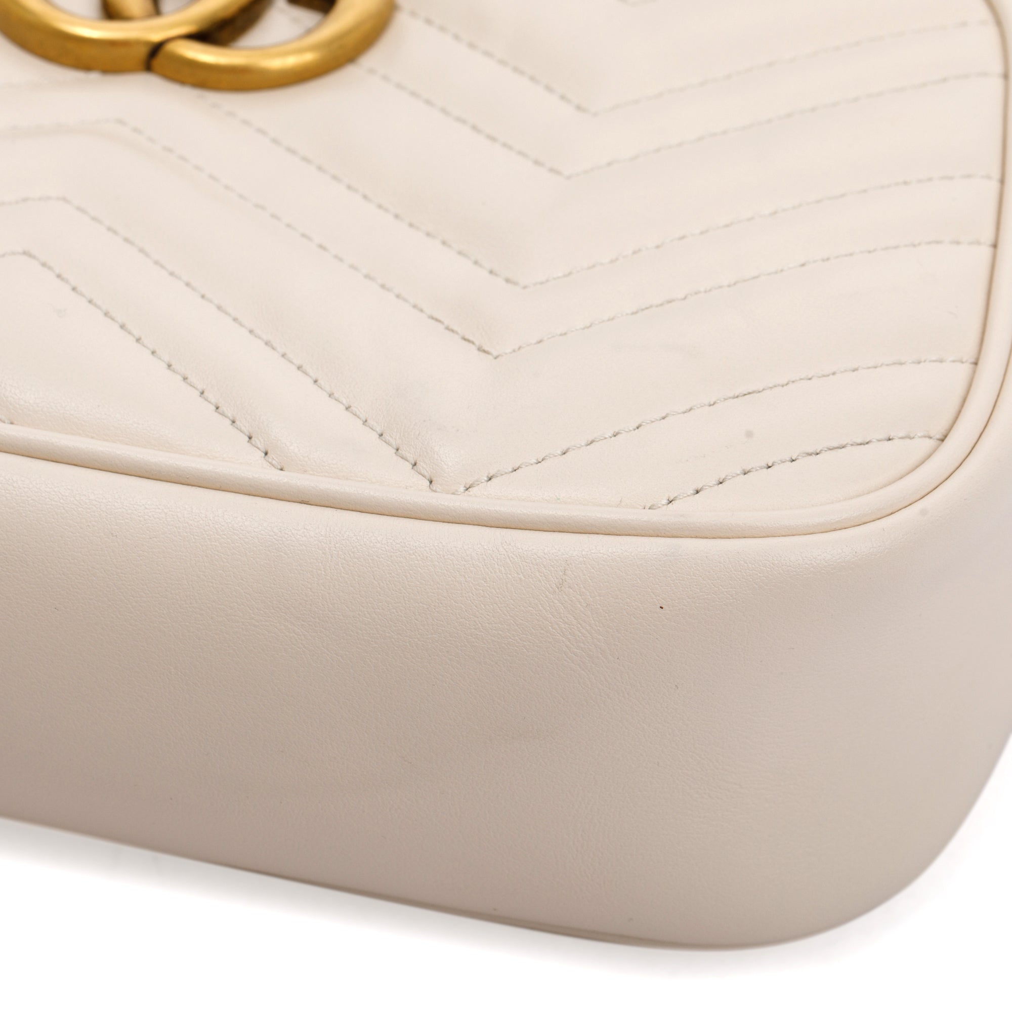 Gucci White GG Marmont Matelasse Small Shoulder Bag