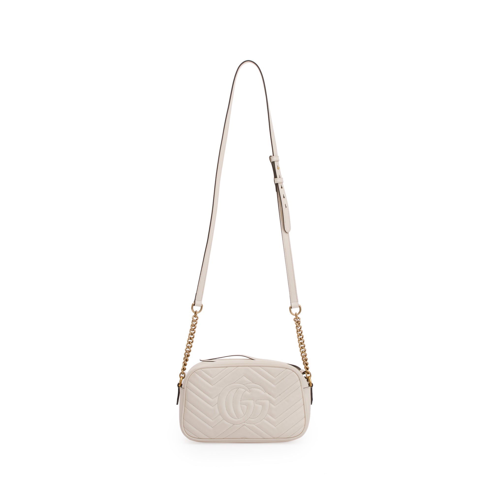Gucci White GG Marmont Matelasse Small Shoulder Bag w/ Box