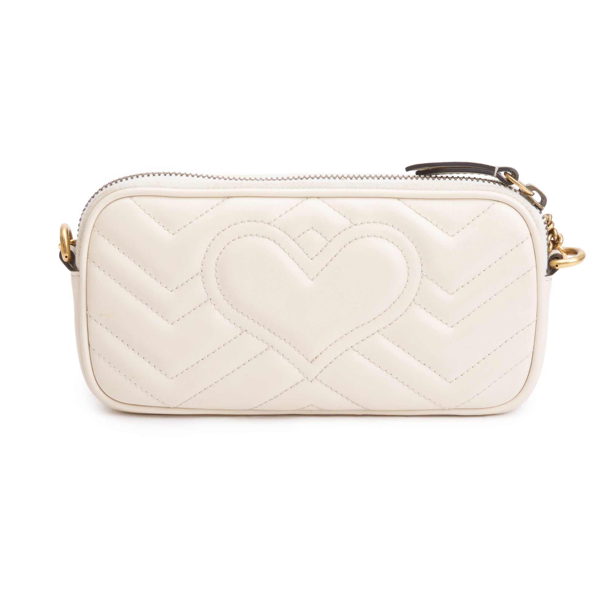 Gucci White GG Marmont Mini Chain Crossbody Bag