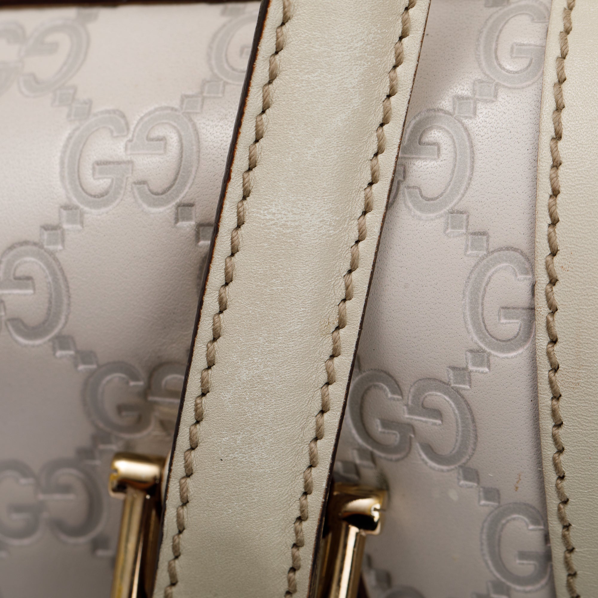 Gucci White GG Signature Leather Treasure Boston Bag