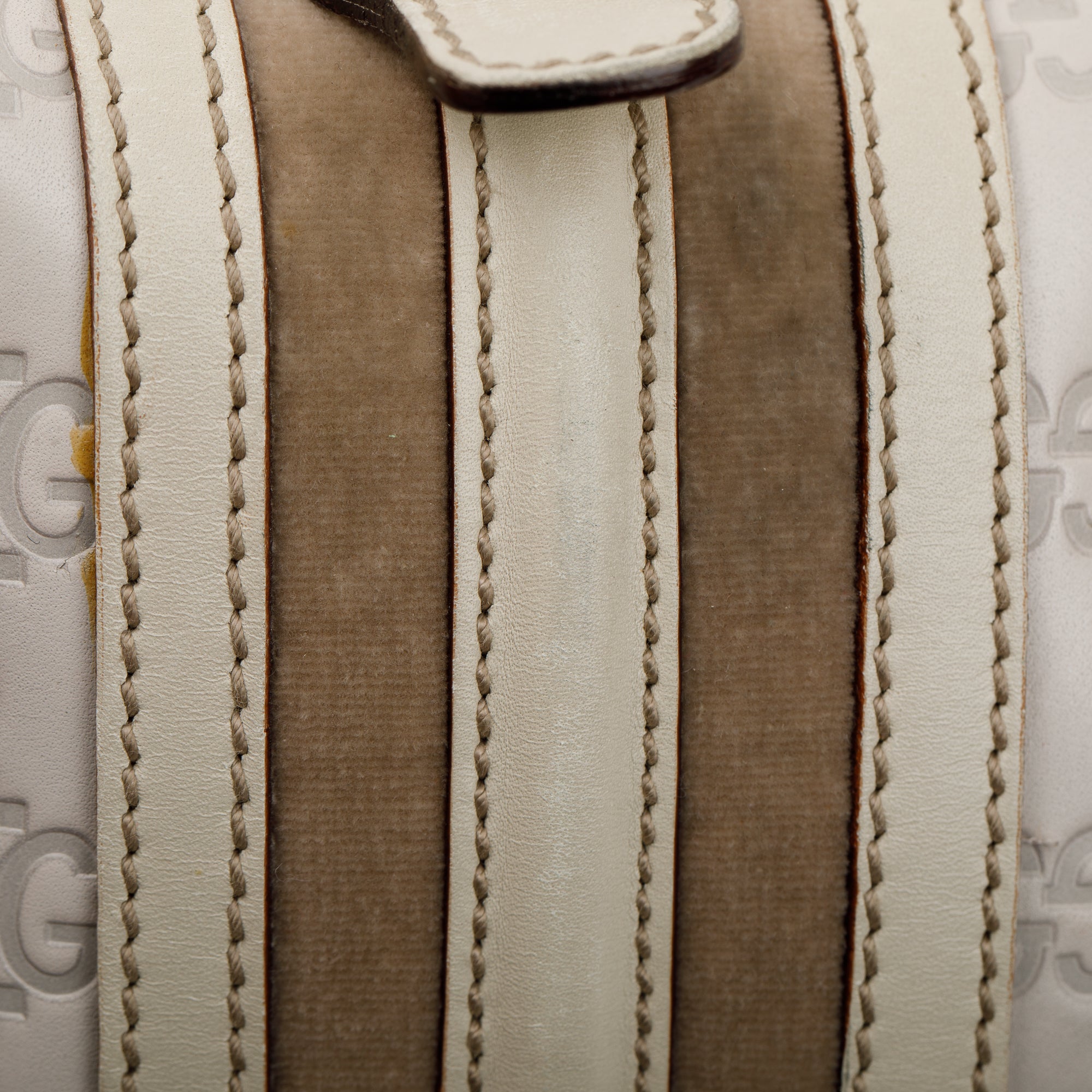 Gucci White GG Signature Leather Treasure Boston Bag