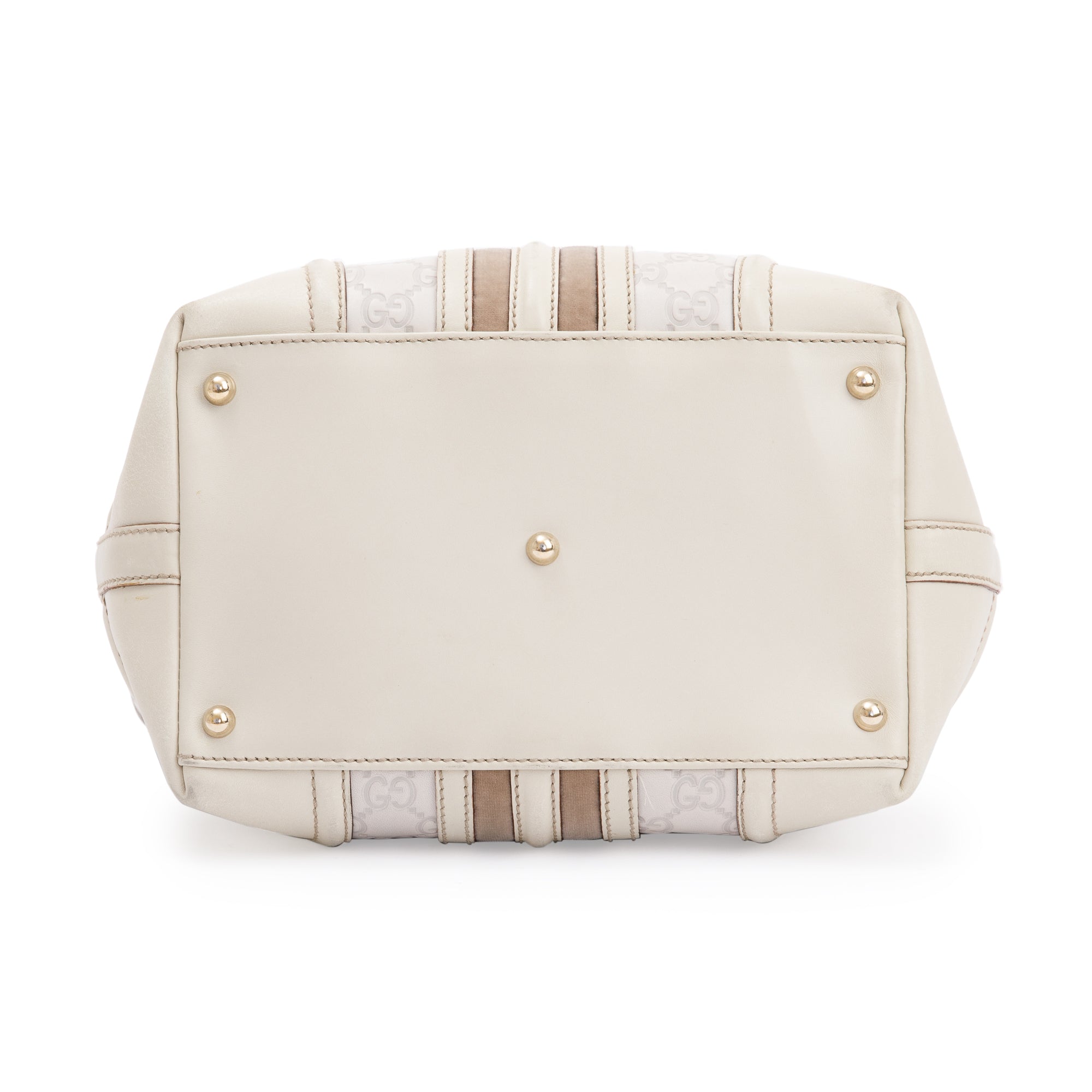 Gucci White GG Signature Leather Treasure Boston Bag